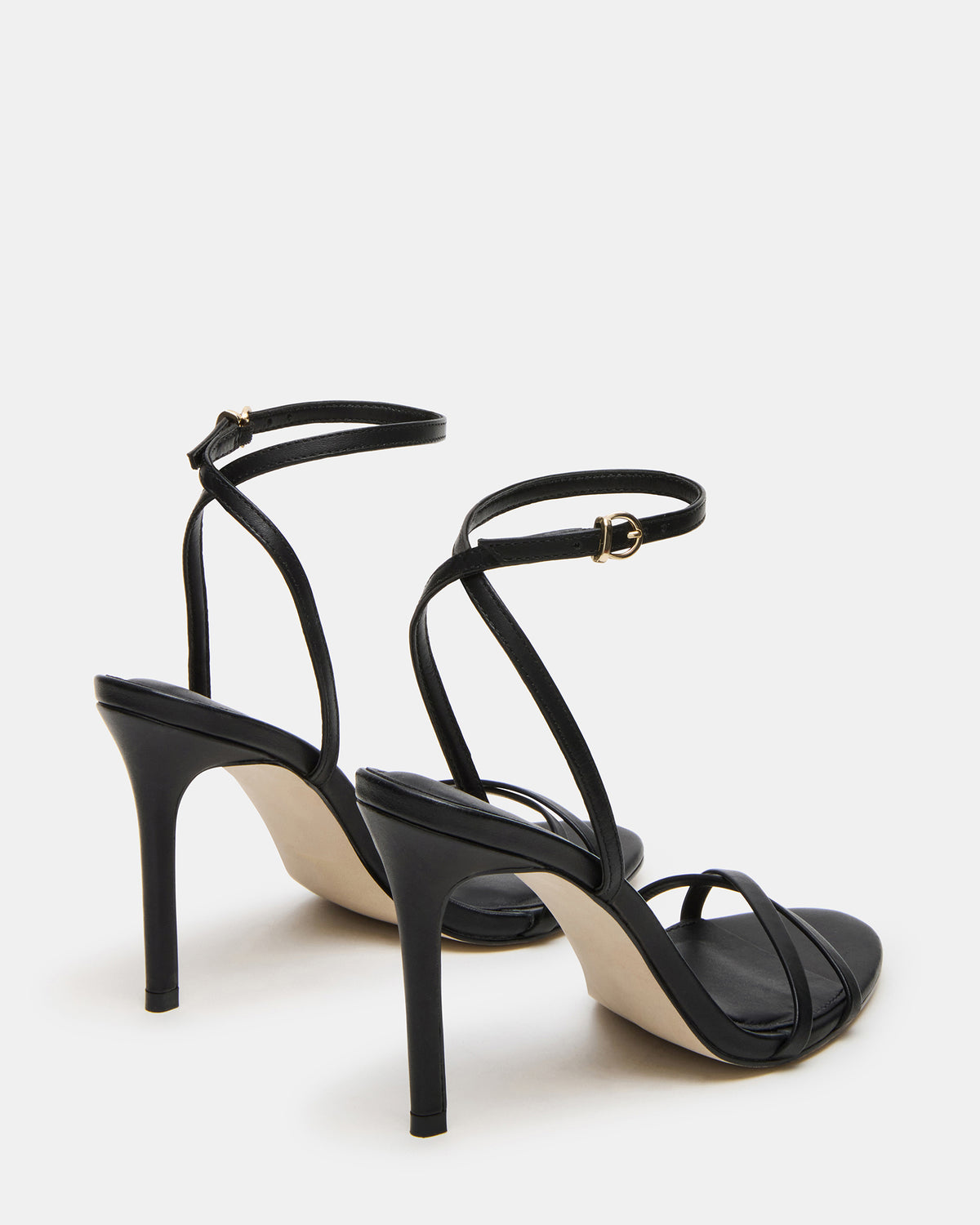 JYPSEY Black Leather Strappy Stiletto Women's Heel | Steve Madden Best Seller