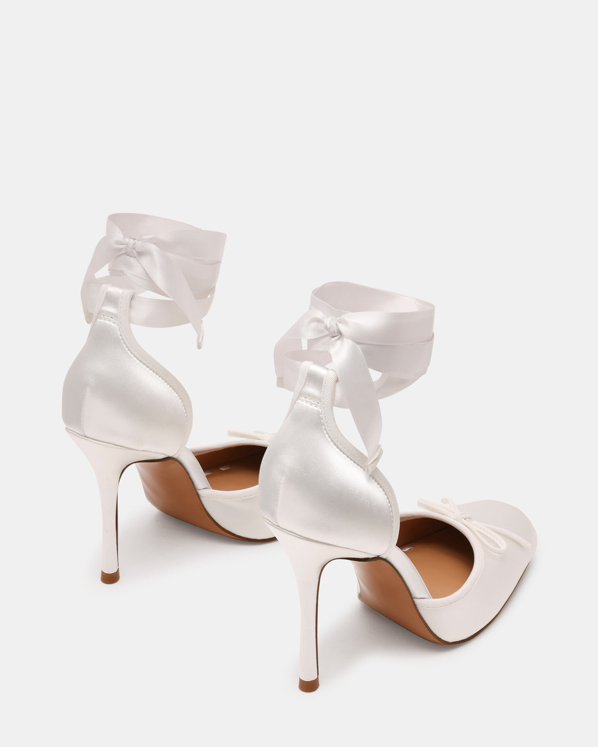 LARINA Ivory Satin Square-Toe Stiletto Pump Lace-Up Women's Heel | Steve Madden Best Price