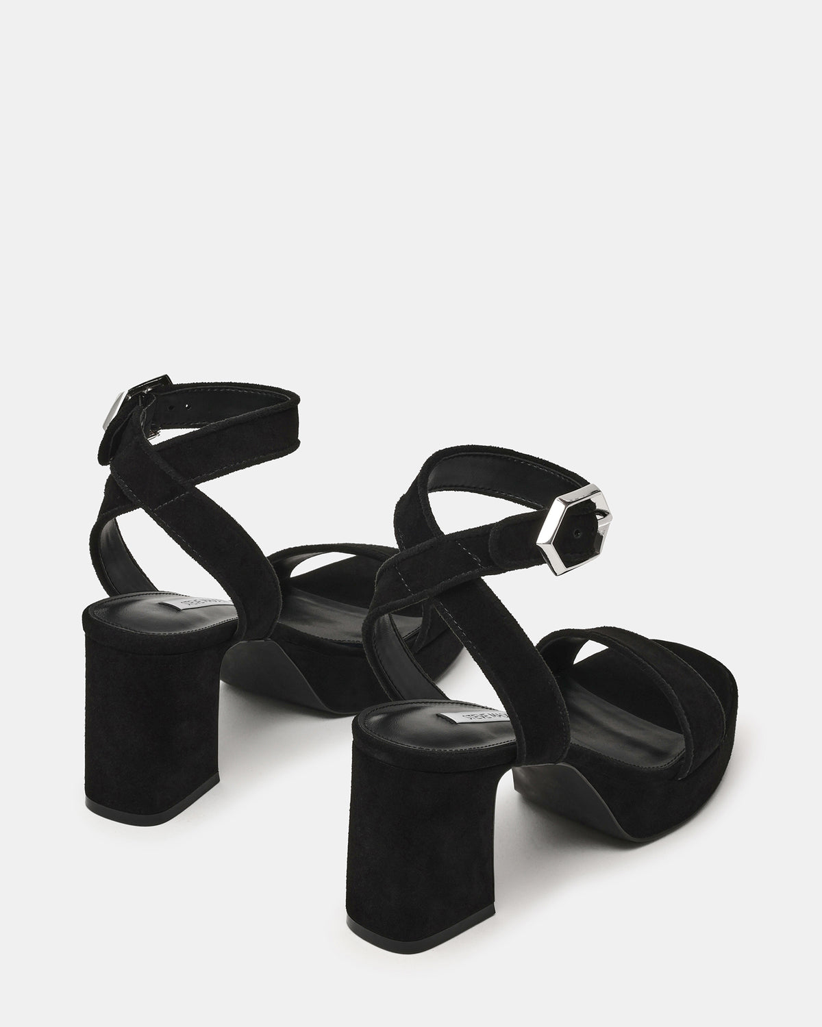ELIDA Black Suede Ankle Strap Platform Women's Block Heel | Steve Madden Classic