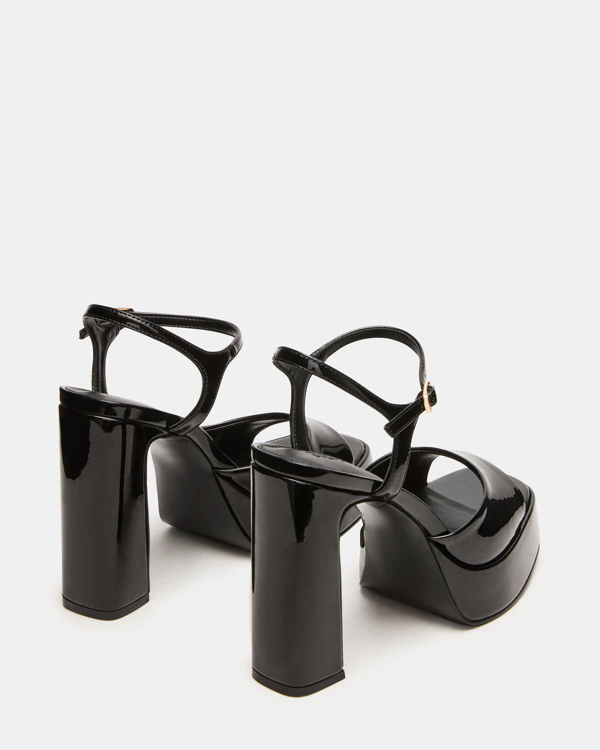 LIANDRA Black Patent Women's Platform Square-Toe Strappy Heel | Steve Madden Latest