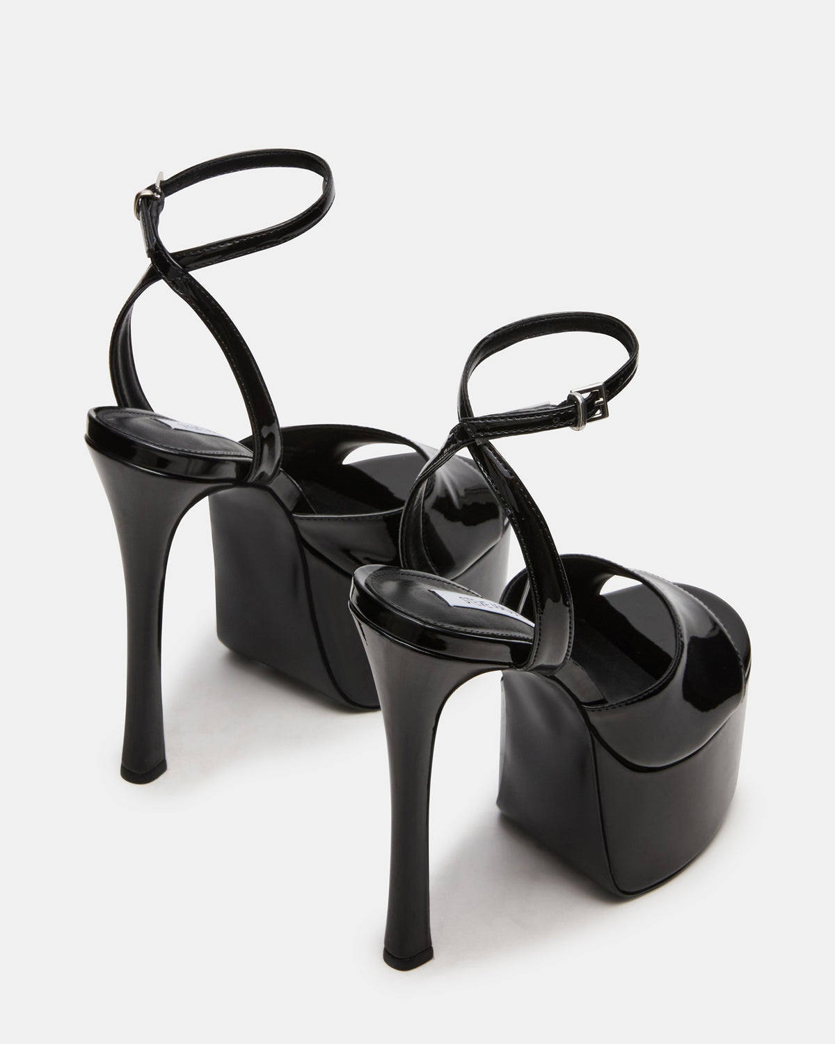 OLYSSIA Black Platform Stiletto Ankle Strap Women's Heel | Steve Madden Quality