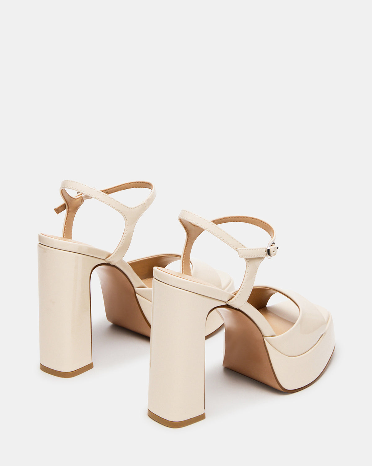 LINADRA Bone Patent Platform Square-Toe Strappy Women's Heel | Steve Madden New