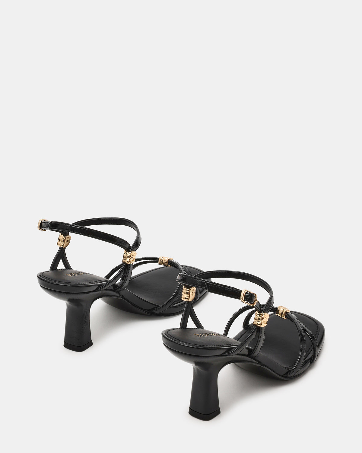 POSY Black Gold-Detail Strappy Square-Toe Women's Heel | Steve Madden Deals