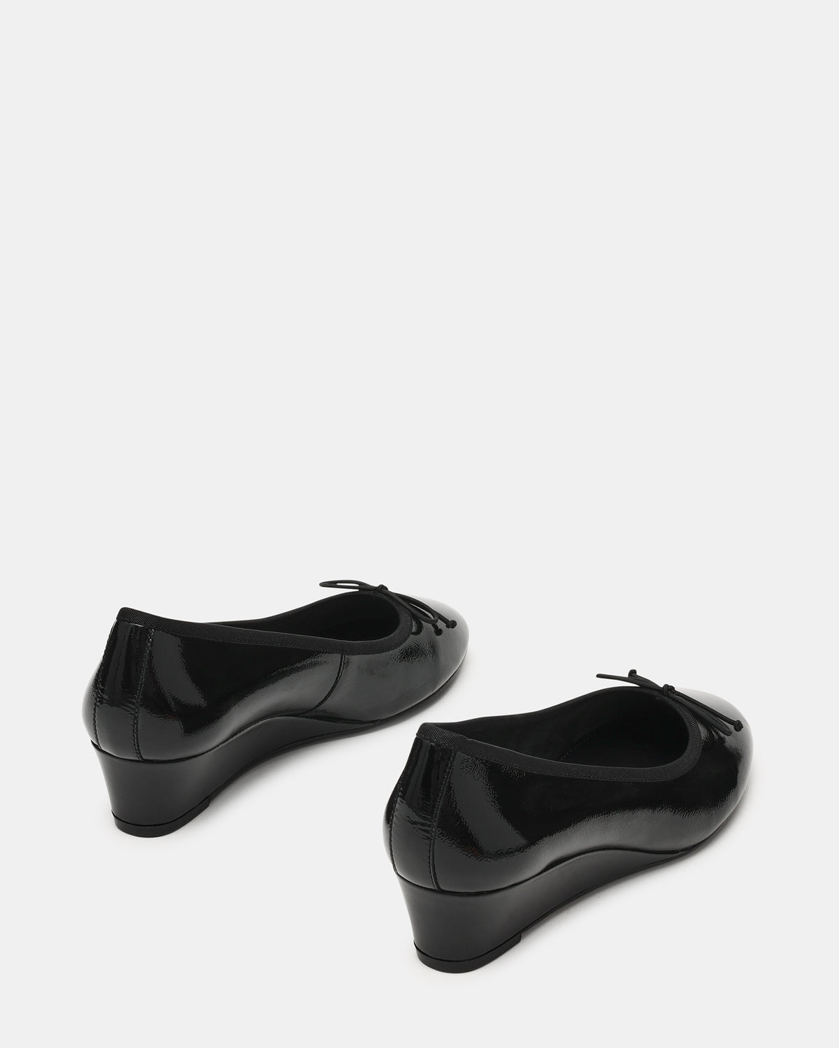 KLUTZY Black Patent Ballet Wedge Bow Round-Toe Women's Heel | Steve Madden Signature