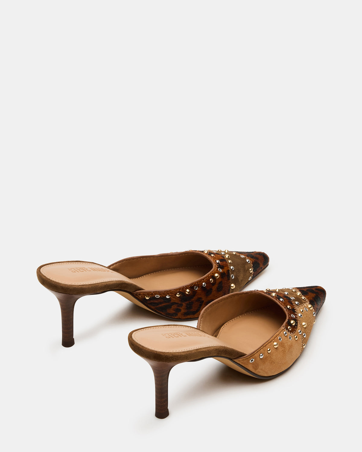 ALEXI Leopard Multi Studs Pointed-Toe Mule Women's Heel | Steve Madden Popular