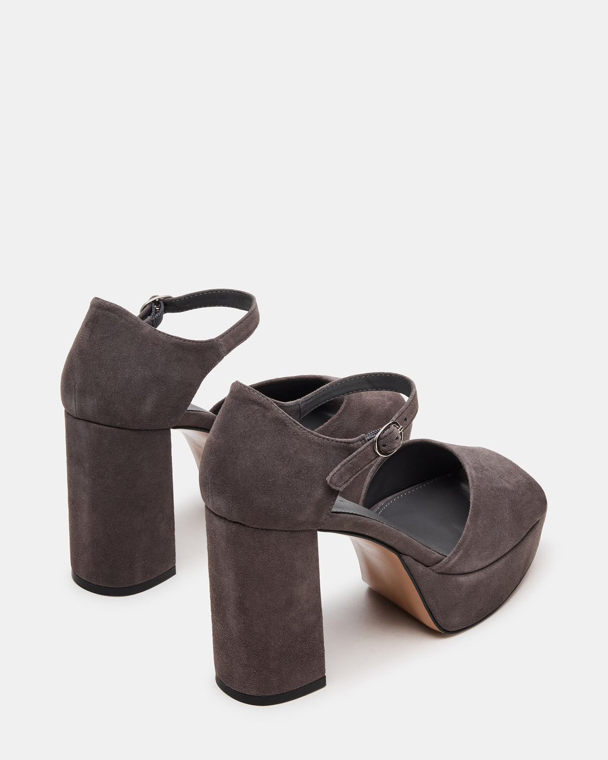 LONDON Grey Suede Platfrom Block Heel Square-Toe Women's Heel | Steve Madden Hot Sale