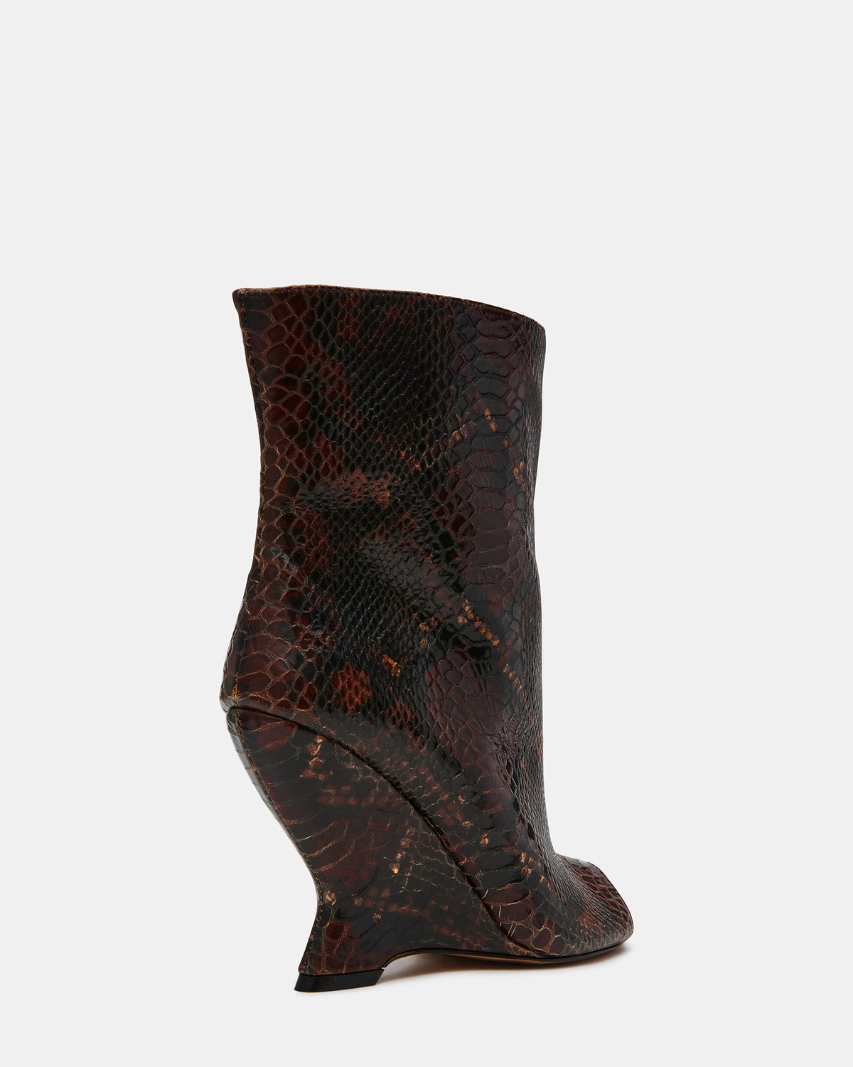 RYLIX Brown Snake Wedge Peep-Toe Women's Ankle Boot | Steve Madden Quality
