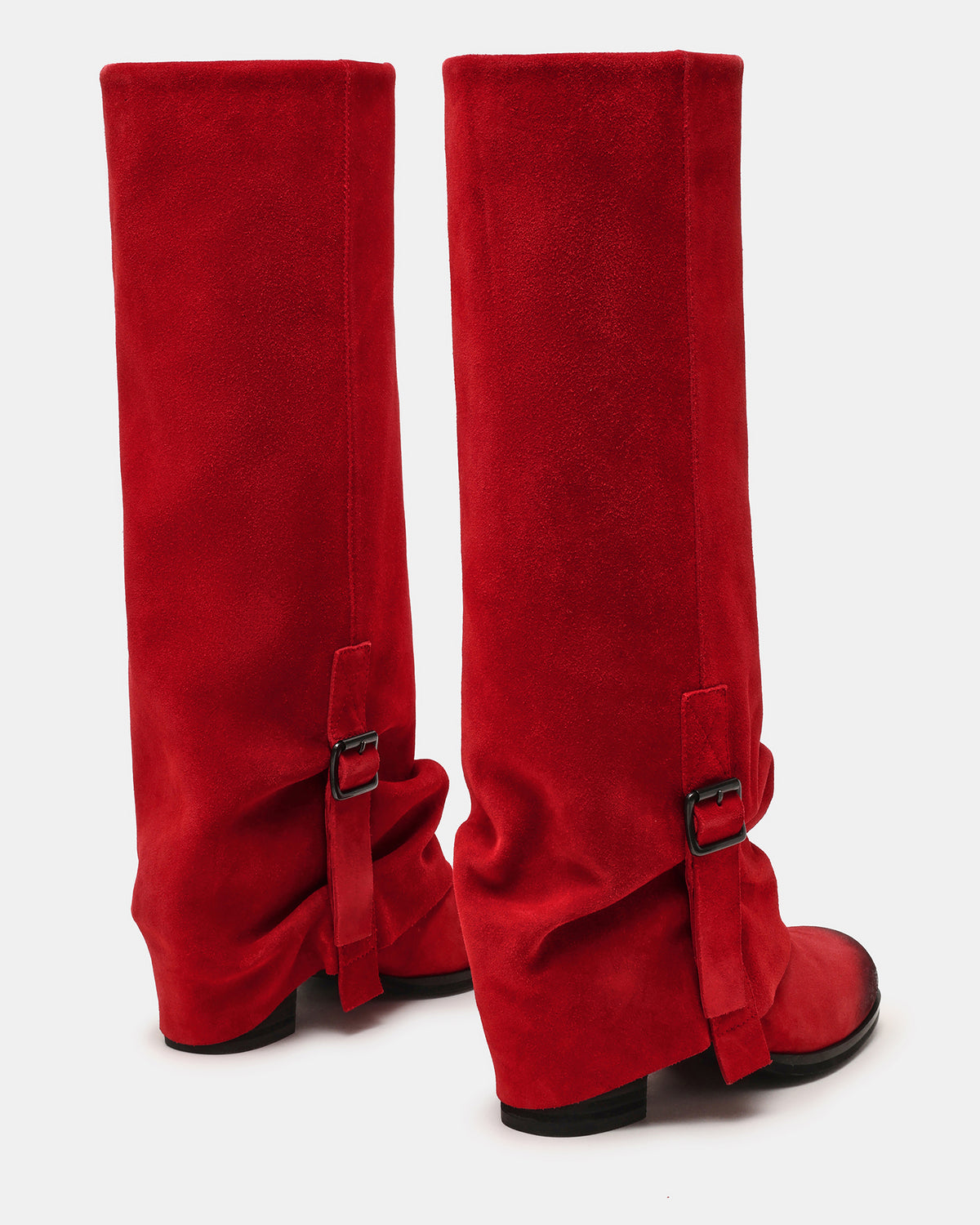 BOZEMAN Red Suede Knee-High Fold-Over Cuffed Women's Boot | Steve Madden Great Value