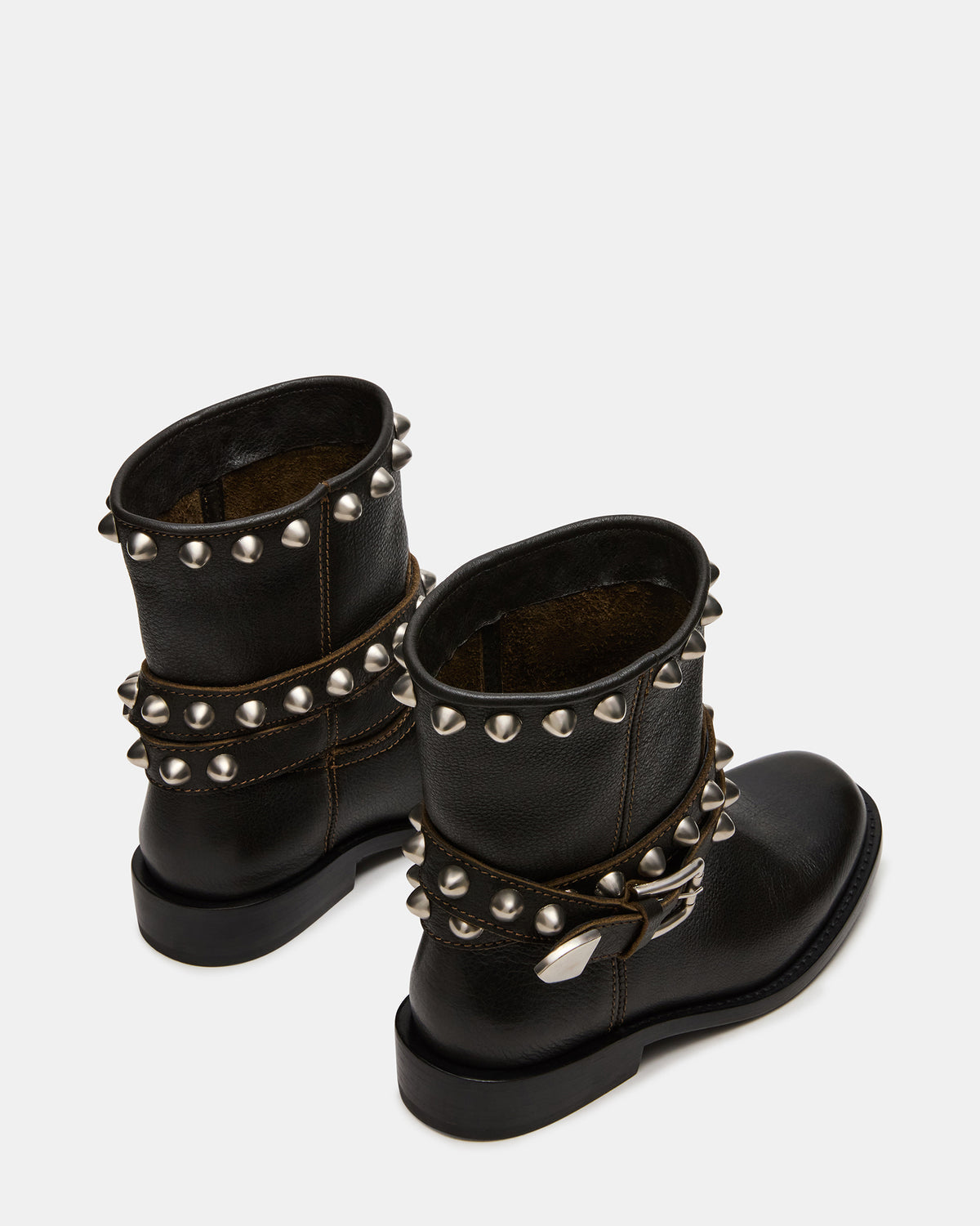 ORBIT Black Distressed Gold Detail Moto Women's Ankle Boot | Steve Madden Exclusive