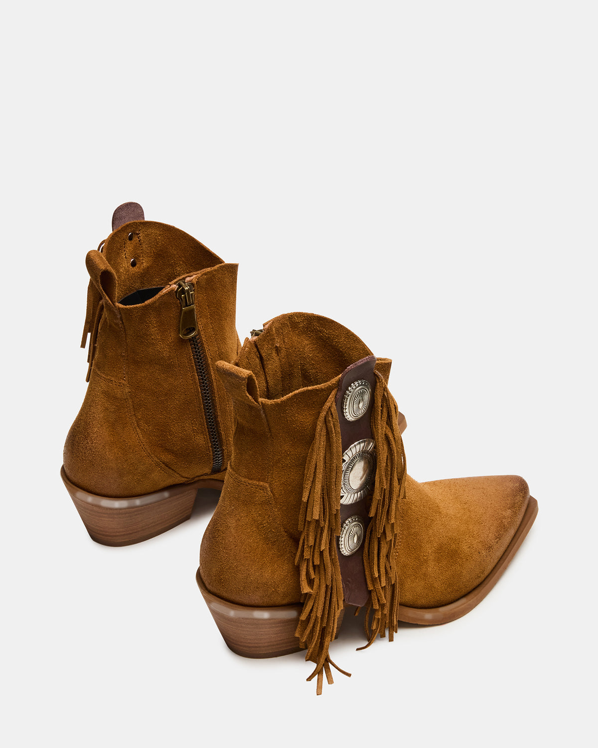 LARAMIE Chestnut Suede Fringe Western Pointed-Toe Women's Ankle Boot | Steve Madden Deals