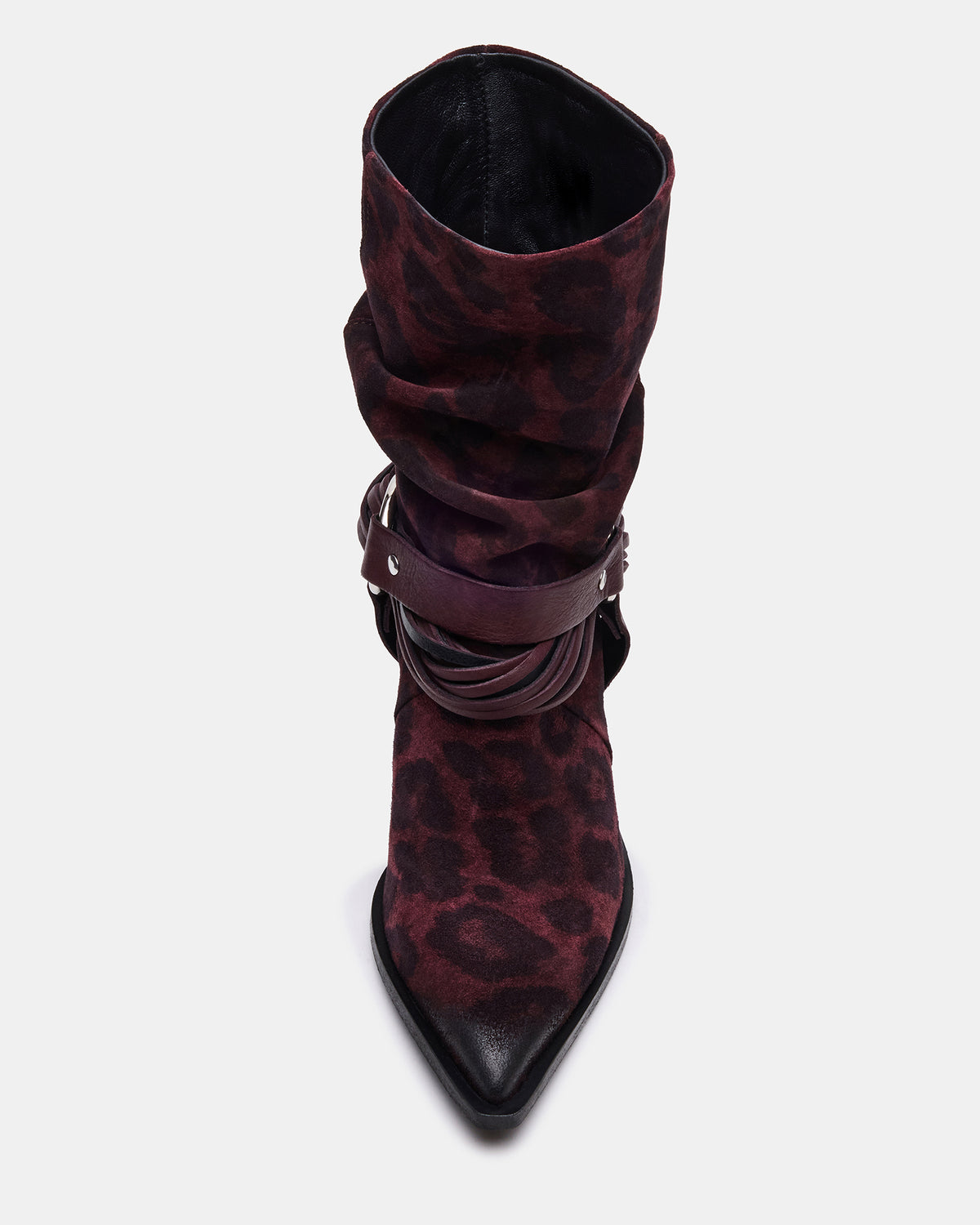LAUPER Red Leopard Pointed-Toe Heeled Buckle Women's Ankle Boot | Steve Madden New