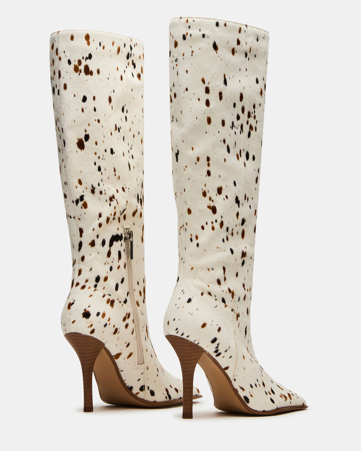 WESCOT Brown Cow Print quare-Toe Knee-High Heeled Women's Boot | Steve Madden Exclusive