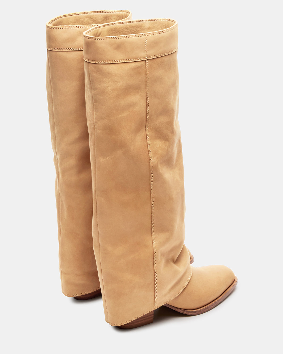 WINNICK Banana Leather Knee-High Cuffed Fold-Over Block Heel Women's Boot | Steve Madden Latest