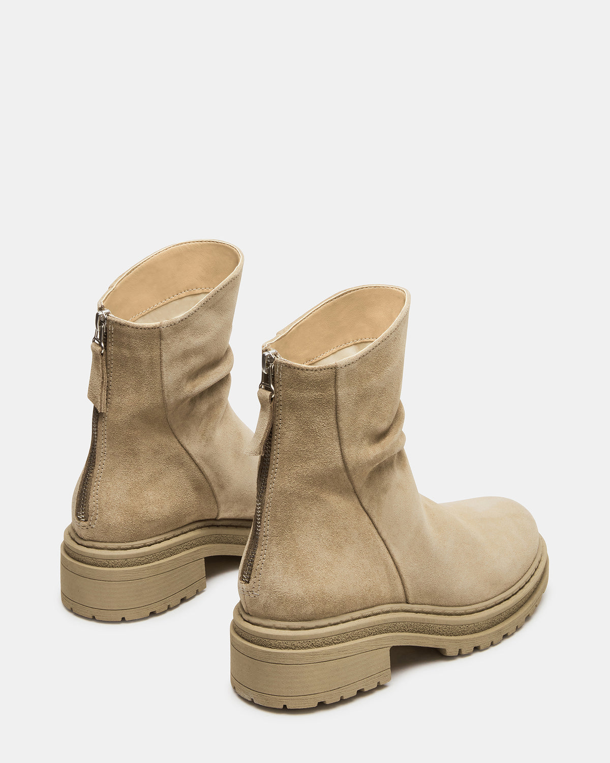 ESSENTIAL Taupe Suede Scrunched Ankle Boot | Women's Booties | Steve Madden Essential
