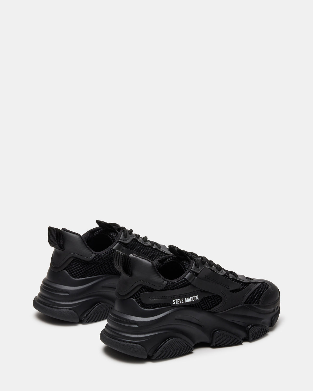 POSSESSION Black Platform Lace-Up Women's Sneaker | Steve Madden Signature