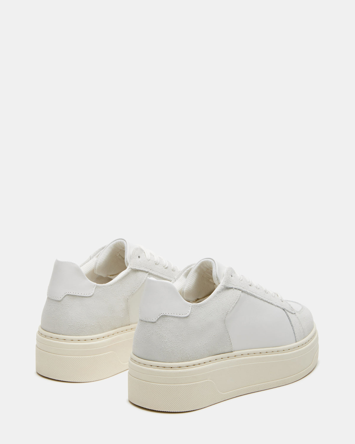 DOMINO White Leather Tonal Platform Sneaker | Women's Sneakers | Steve Madden Sale