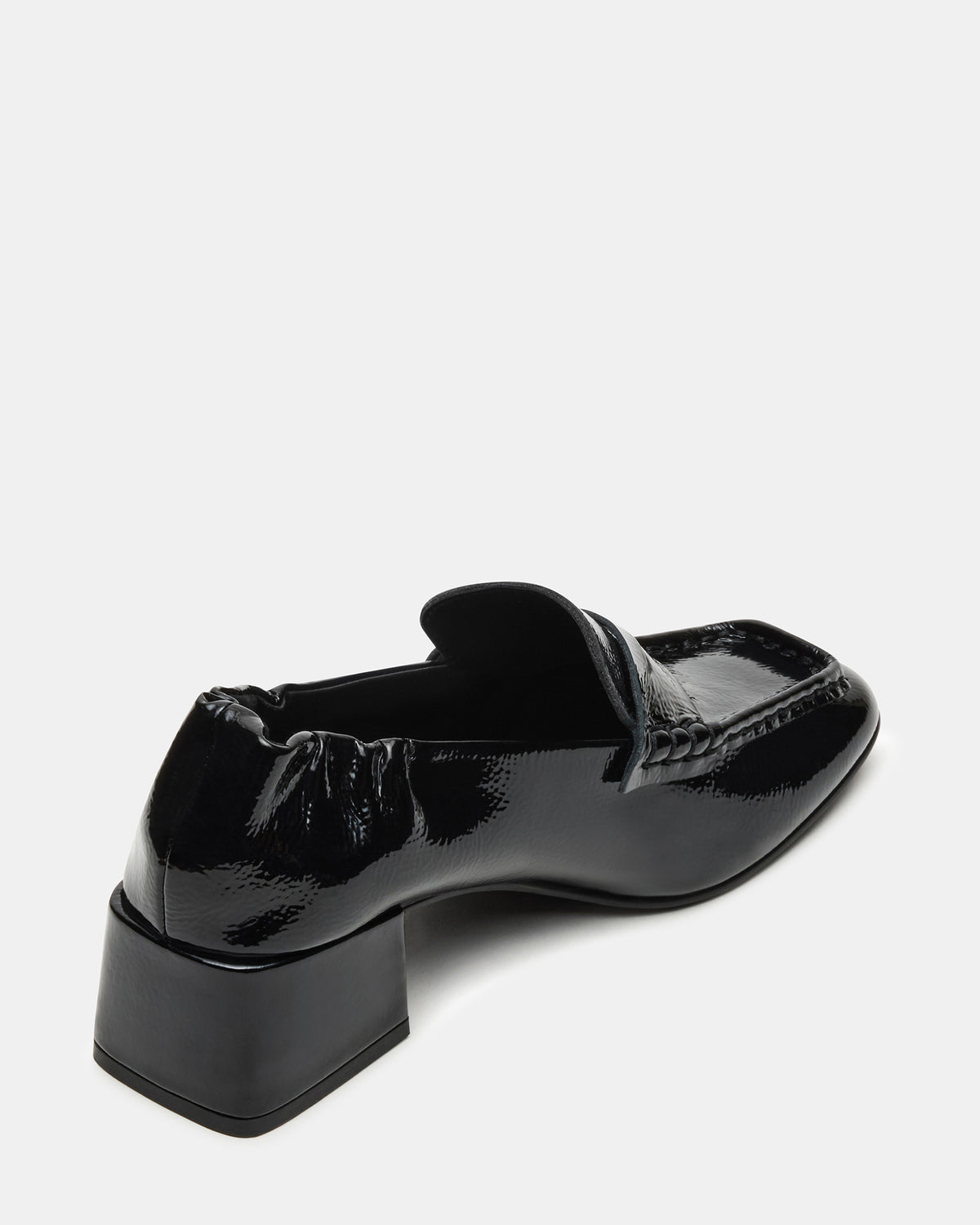 ESTEE Black Crinkle Patent Square-Toe Heeled Women's Loafer | Steve Madden Popular