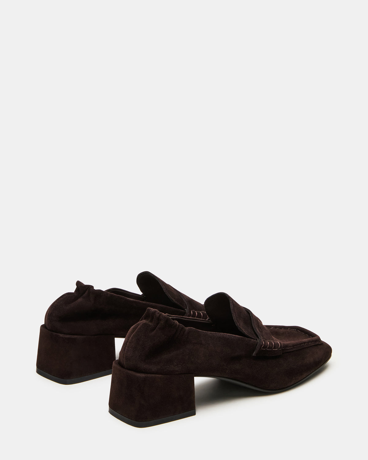ESTEE Brown Suede Square-Toe Heeled Women's Loafer | Steve Madden Essential