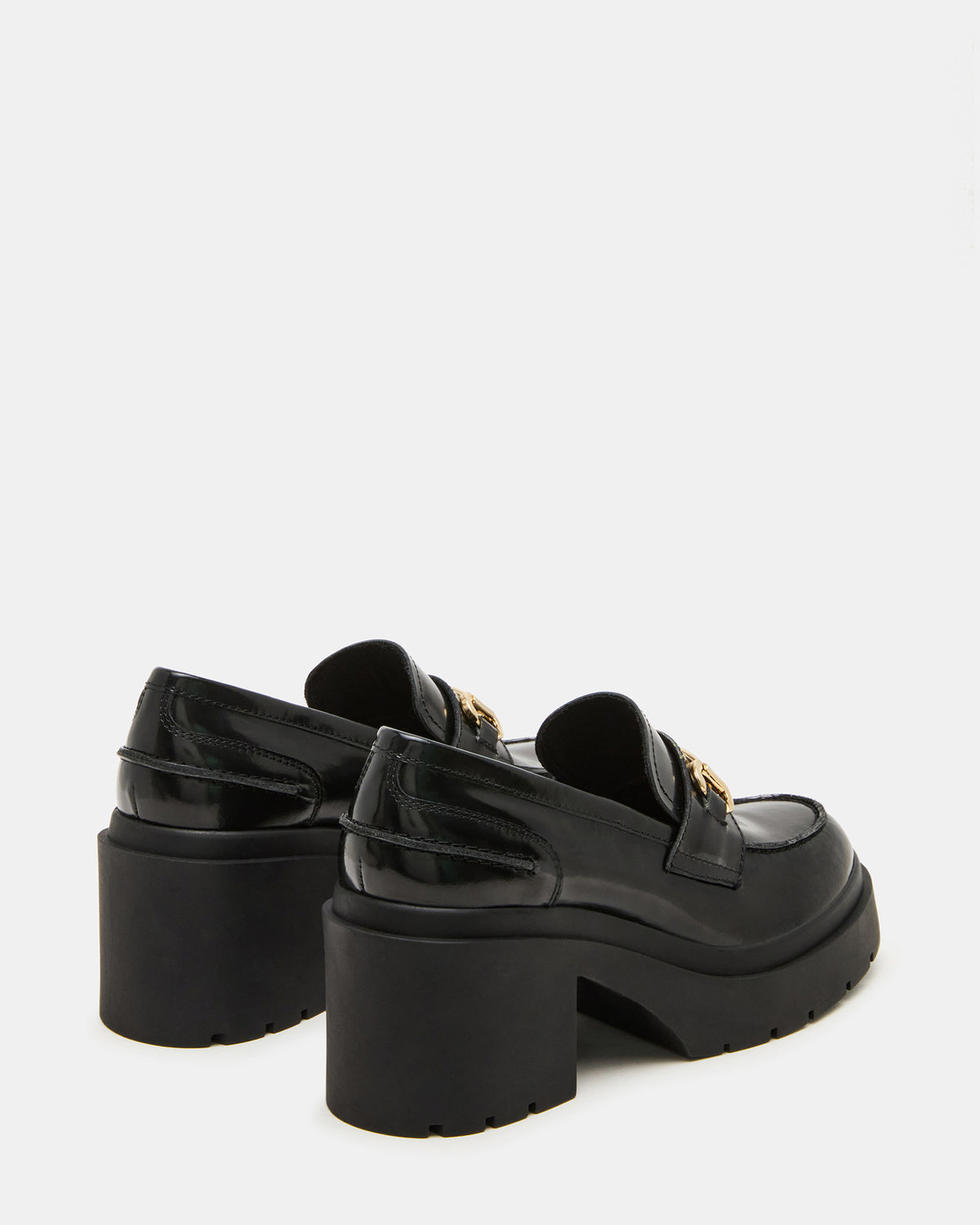 LAZRA Black Platform Lug Block Heel Women's Loafer | Steve Madden Popular
