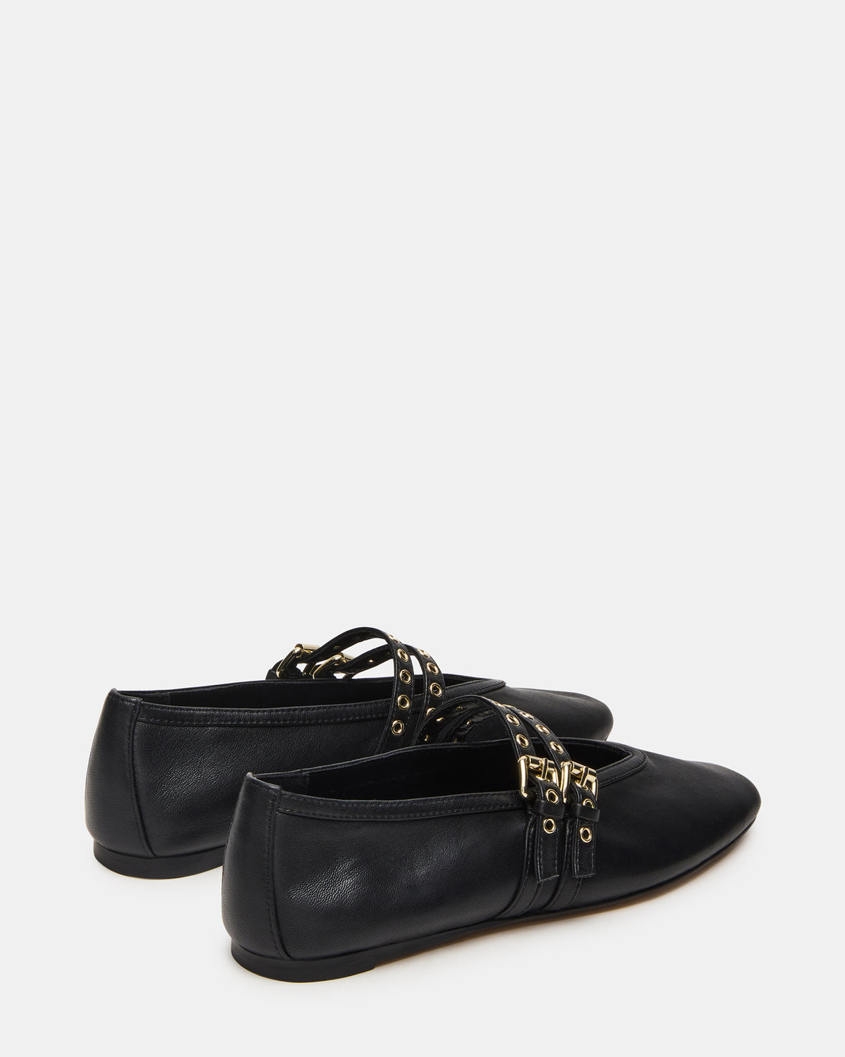LYDIA Black Leather Square-Toe Mary Jane Ballet Women's Flat | Steve Madden Best Price