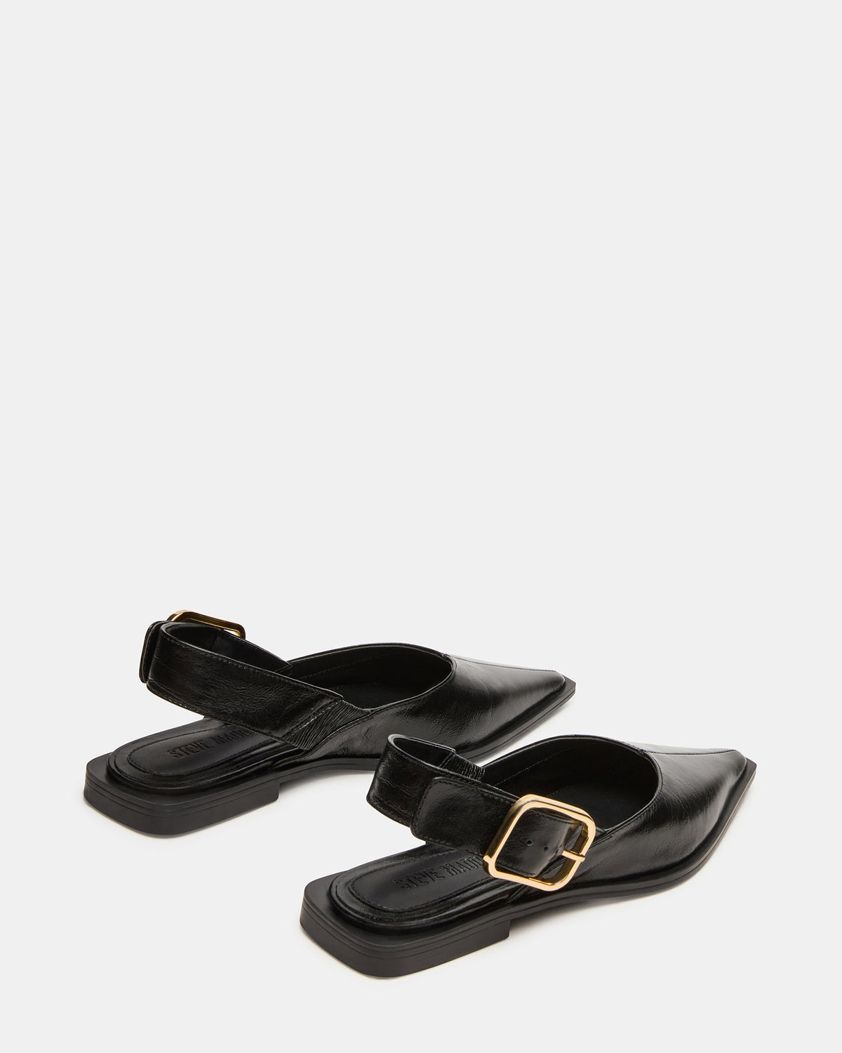 SHAY Black Leather Pointed-Toe Slingback Ballet Women's Flat | Steve Madden Discount