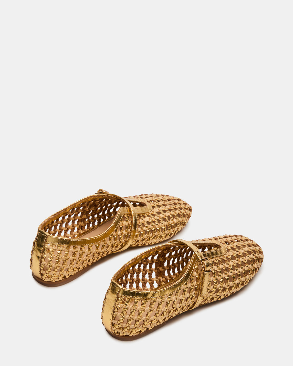 BELLISSIMA Gold Multi Mary Jane Woven Buckle Women's Flats | Steve Madden New