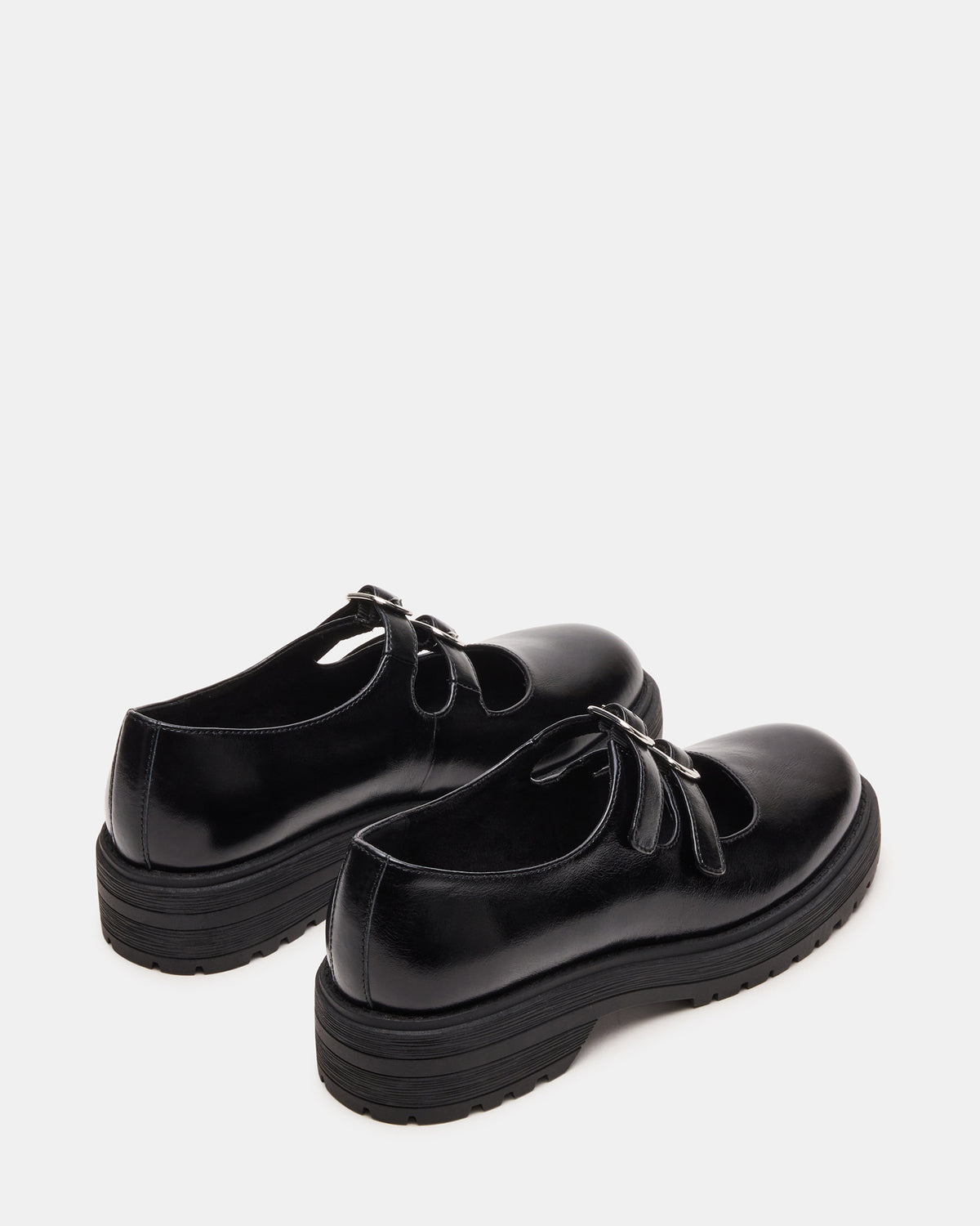 ALBA Black Leather Platform Lug Mary Jane Women's Loafer | Steve Madden Recommended