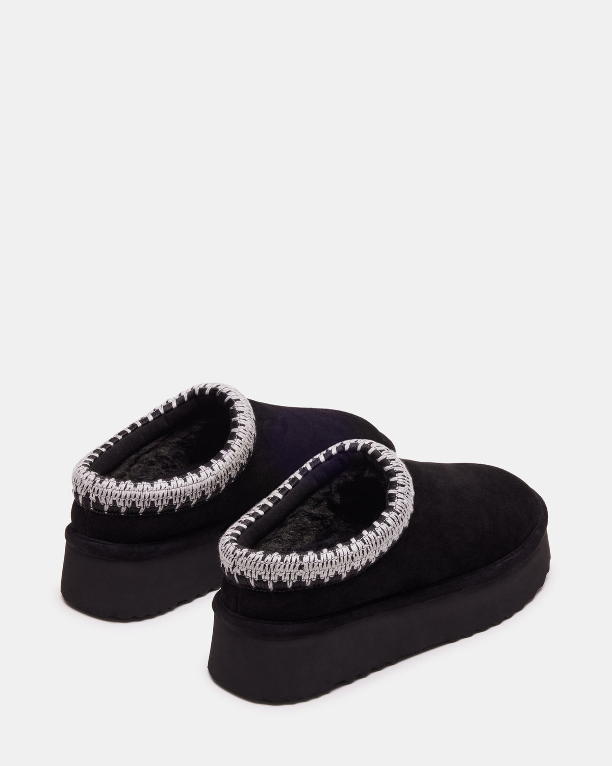 SELENA Black Suede Women's Natural Slip-On Mule Flat | Steve Madden Premium