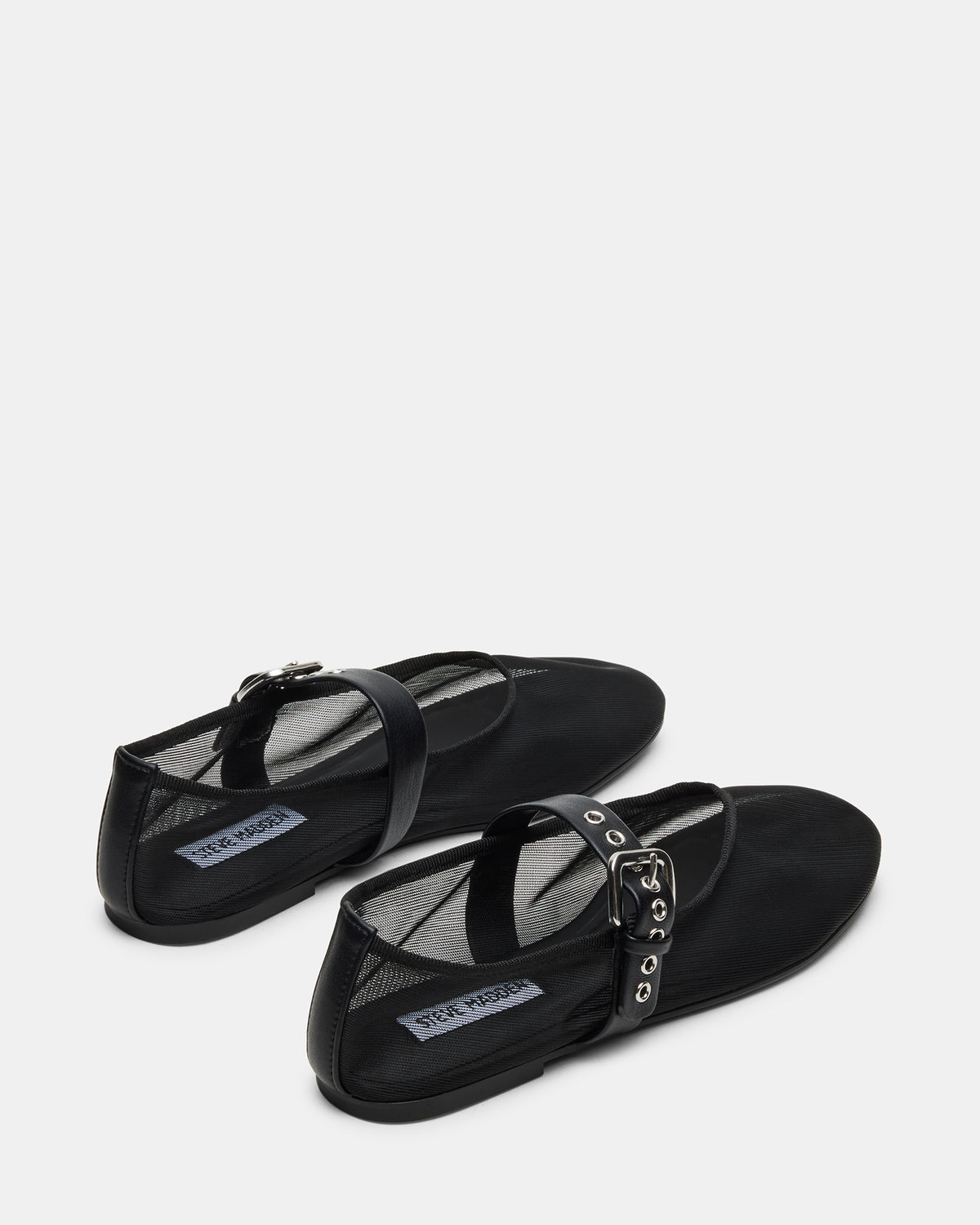 MITSY Black/Black Mary Jane Mesh Ballet Women's Flat | Steve Madden Customer Favorite