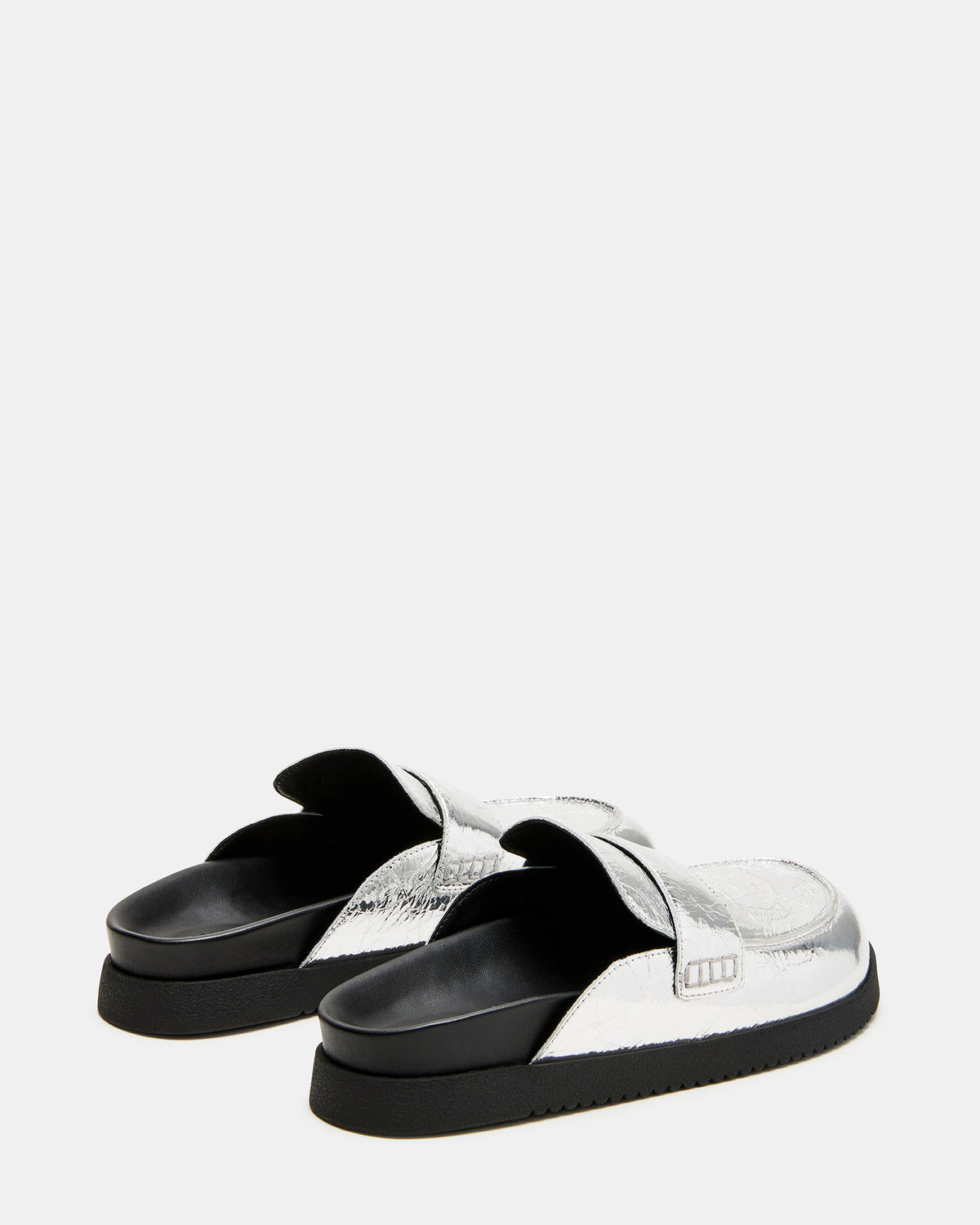 SKIPPER Silver Metallic Women's Slip-On Mule | Steve Madden Classic