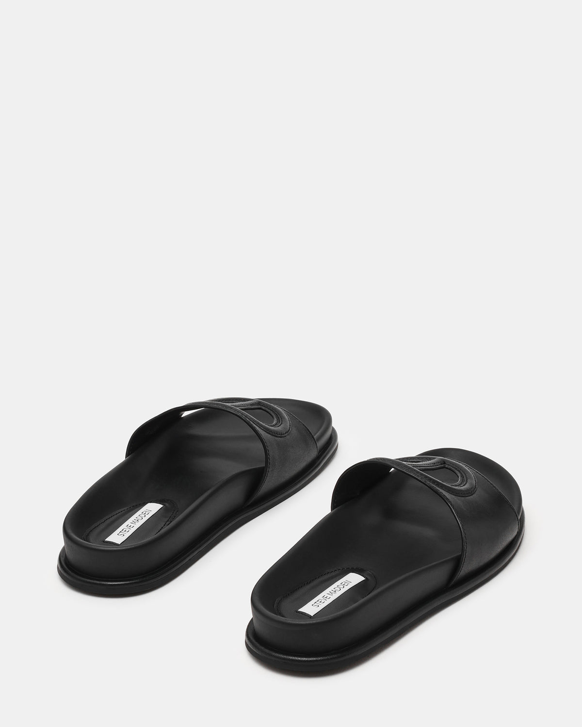 ZOSIA Black Leather Cut-Out Slide Footbed Women's Sandal | Steve Madden Premium