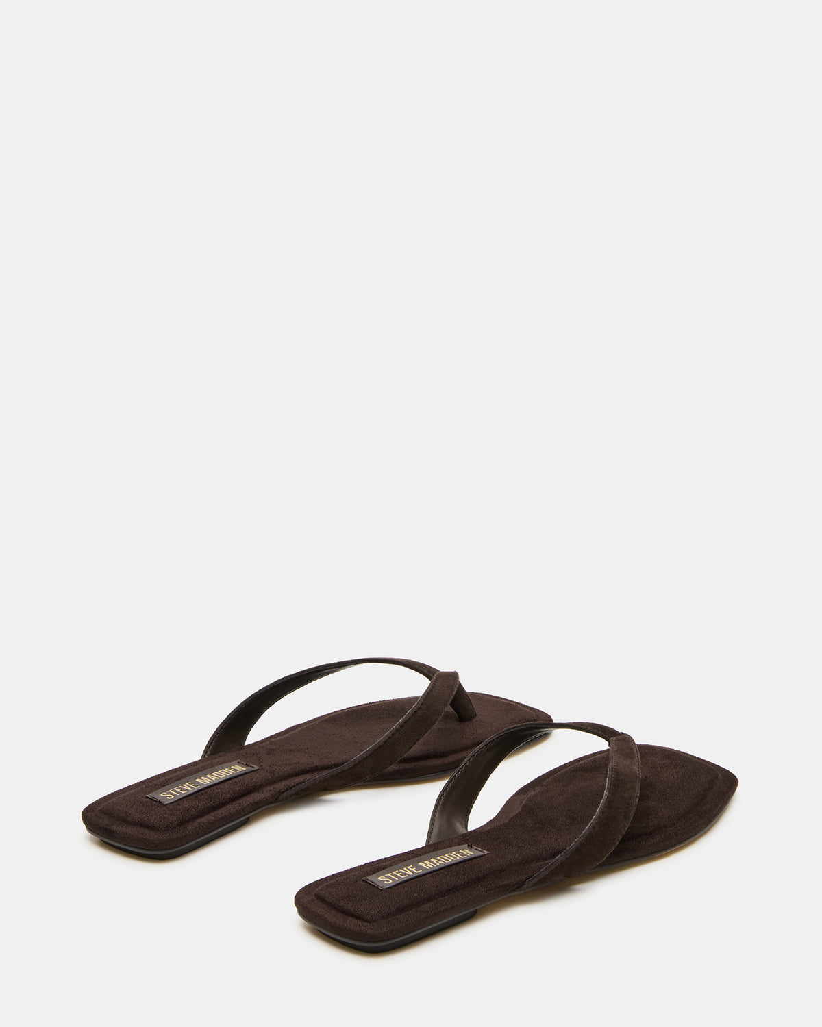 TRELLA Brown Suede Square-Toe Thong Women's Sandal | Steve Madden Signature