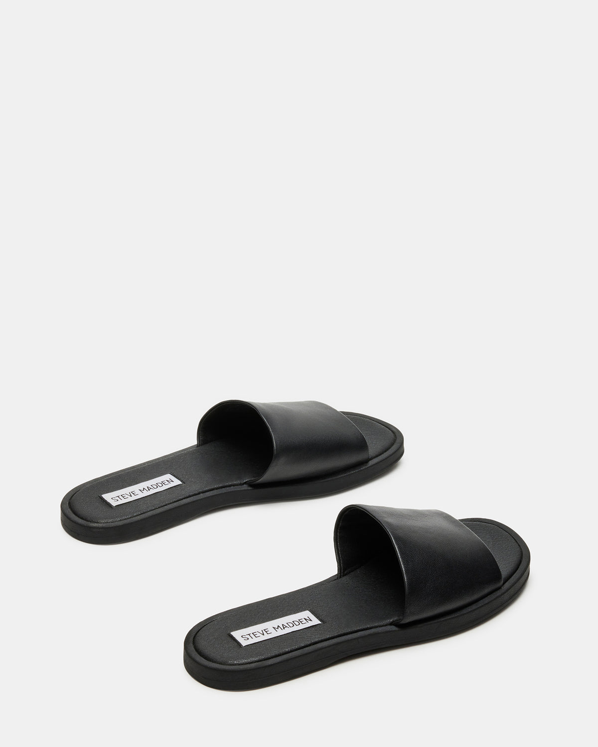 KAYA Black Leather Slide Sandal | Women's Sandals | Steve Madden Deals