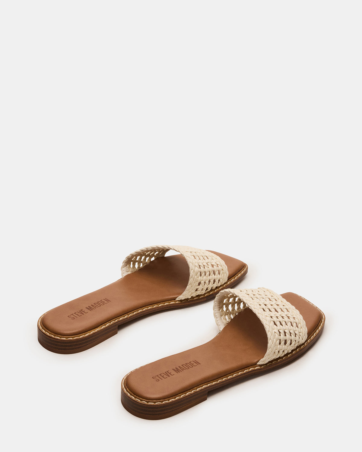 SNIDER White Square-Toe Slide Woven Women's Sandal | Steve Madden Special Offer