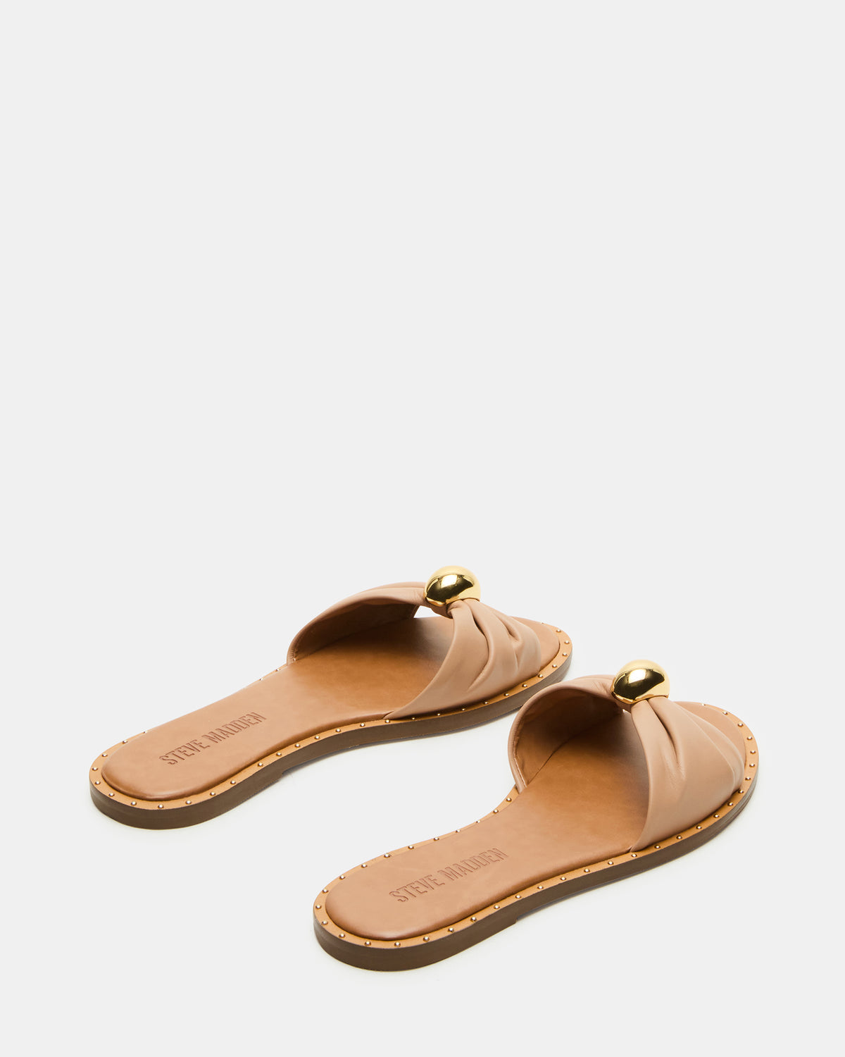 DIPSY Tan Leather Slide Rounded Toe Women's Sandal | Steve Madden Top Pick