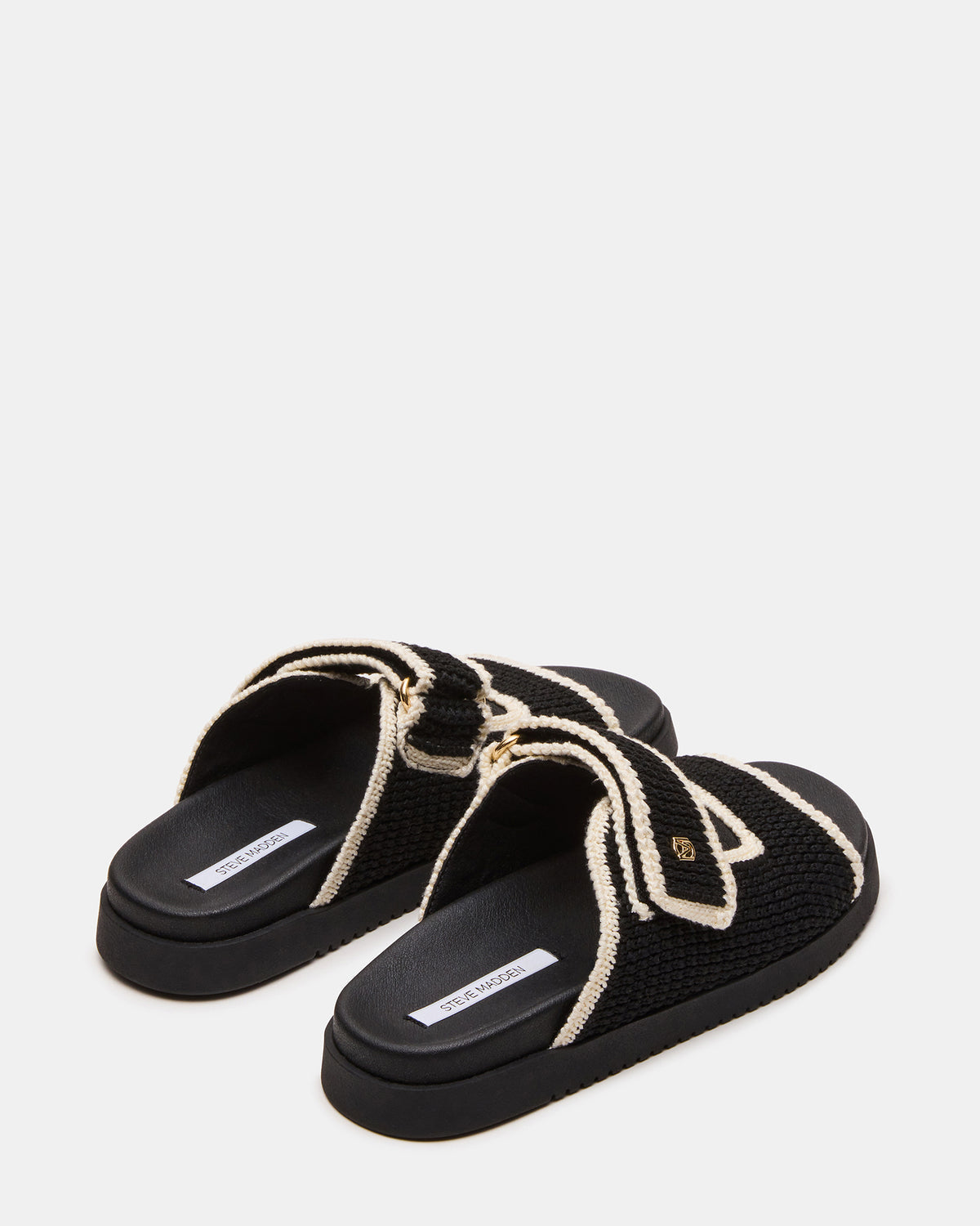 MAYSIE Black Multi Woven Flatform Footbed Slide Women's Sandal | Steve Madden Deals