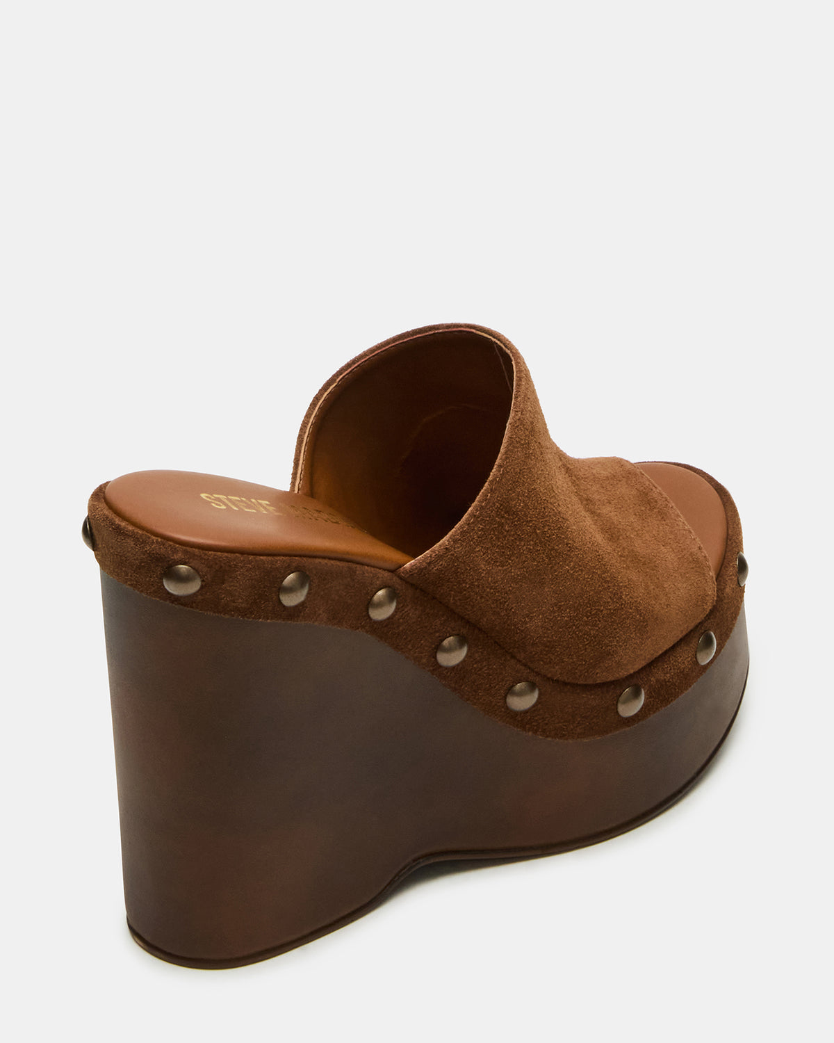 JOVIE Chestnut Suede Platform Studded Wedge Women's Sandal | Steve Madden Best Price