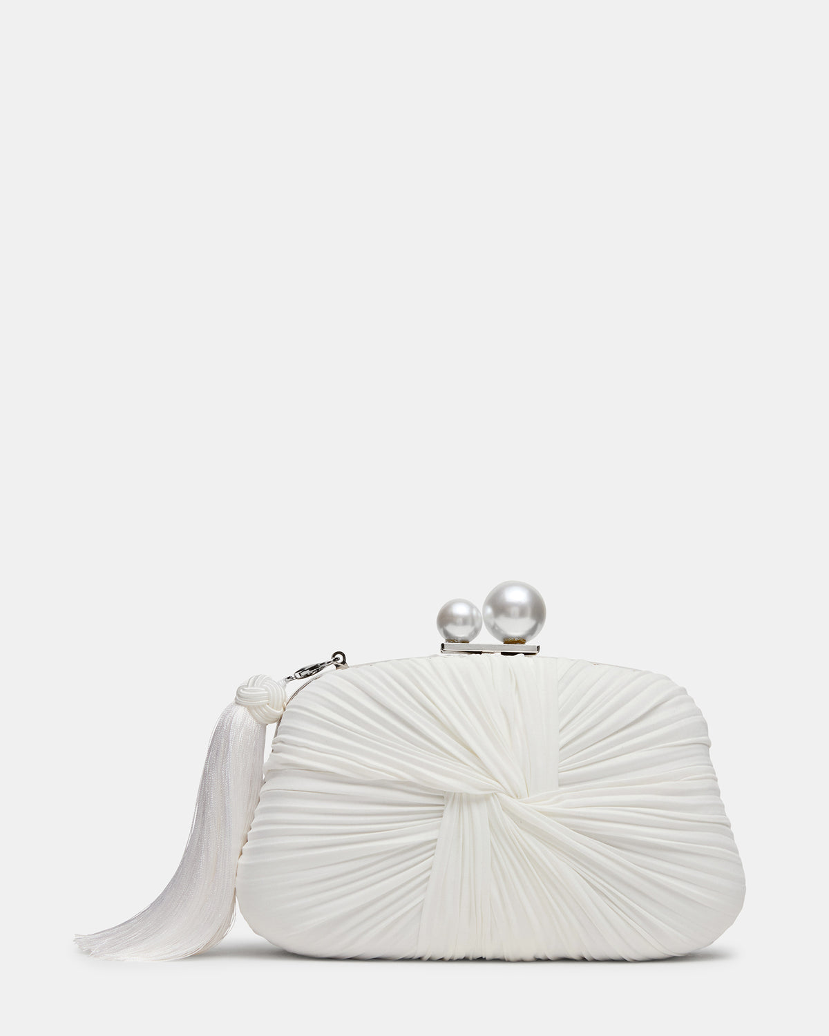 ROSALIE Bag White Twisted Pleats Minaudiere Crossbody Clutch Handbag | Steve Madden Special Offer