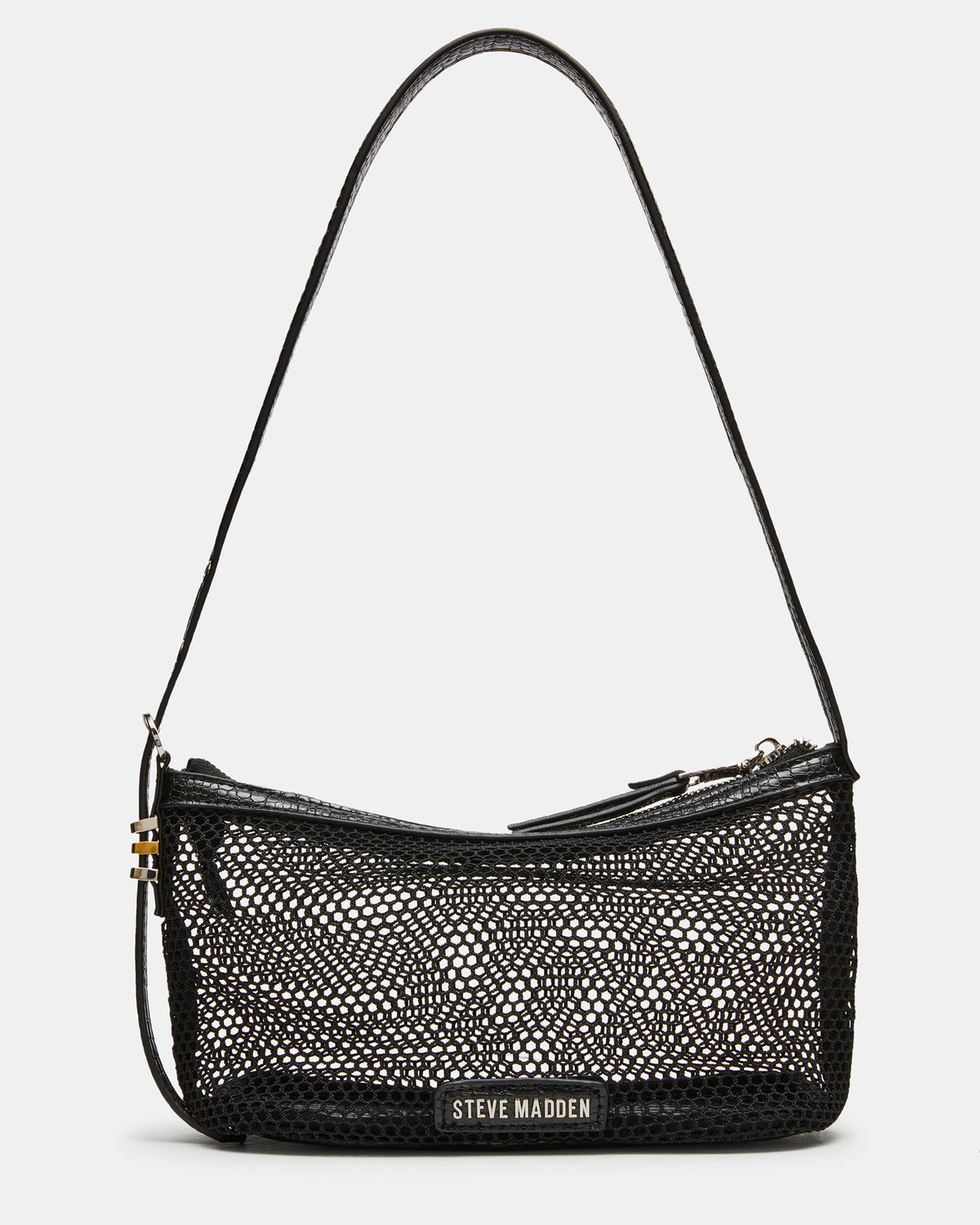 VIXEN Bag Black Shoulder Strap Mesh Structured Bottom Women's Handbag | Steve Madden Latest