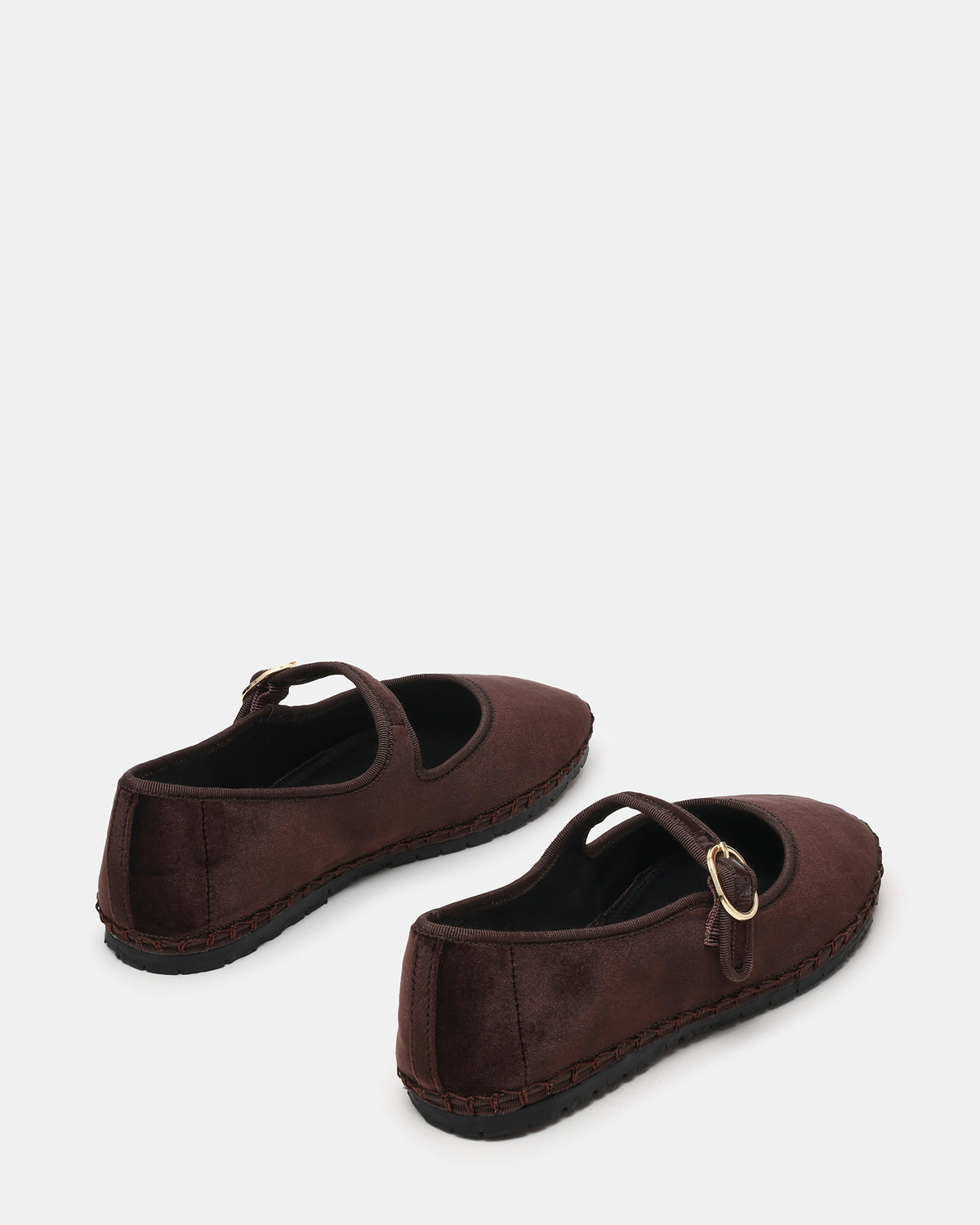 VELMA Brown Velvet Mary Jane Gold-Detail Buckle Women's Flat | Steve Madden Essential