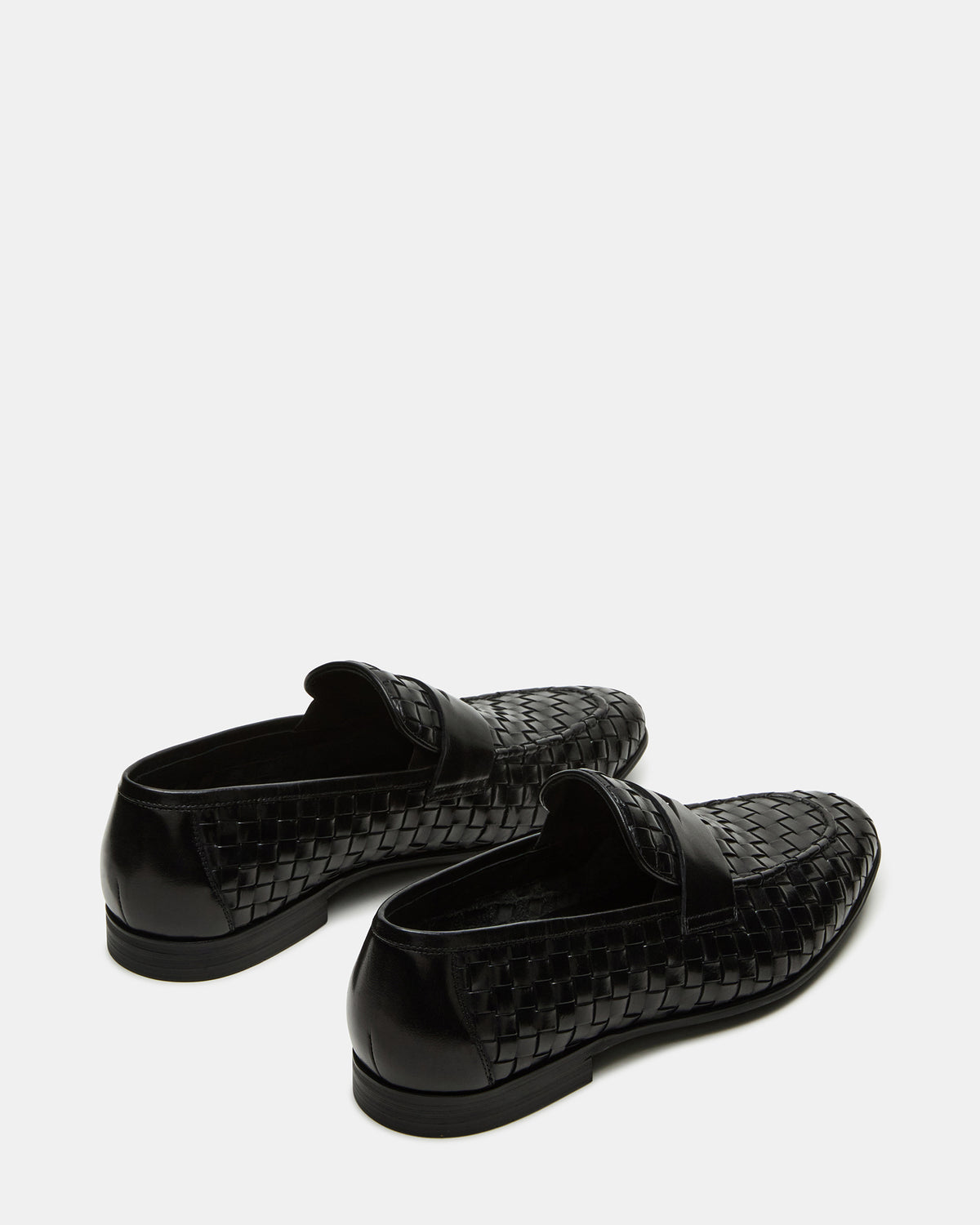 POCO Black Leather Woven Slip-On Men's Dress Loafer | Steve Madden Classic