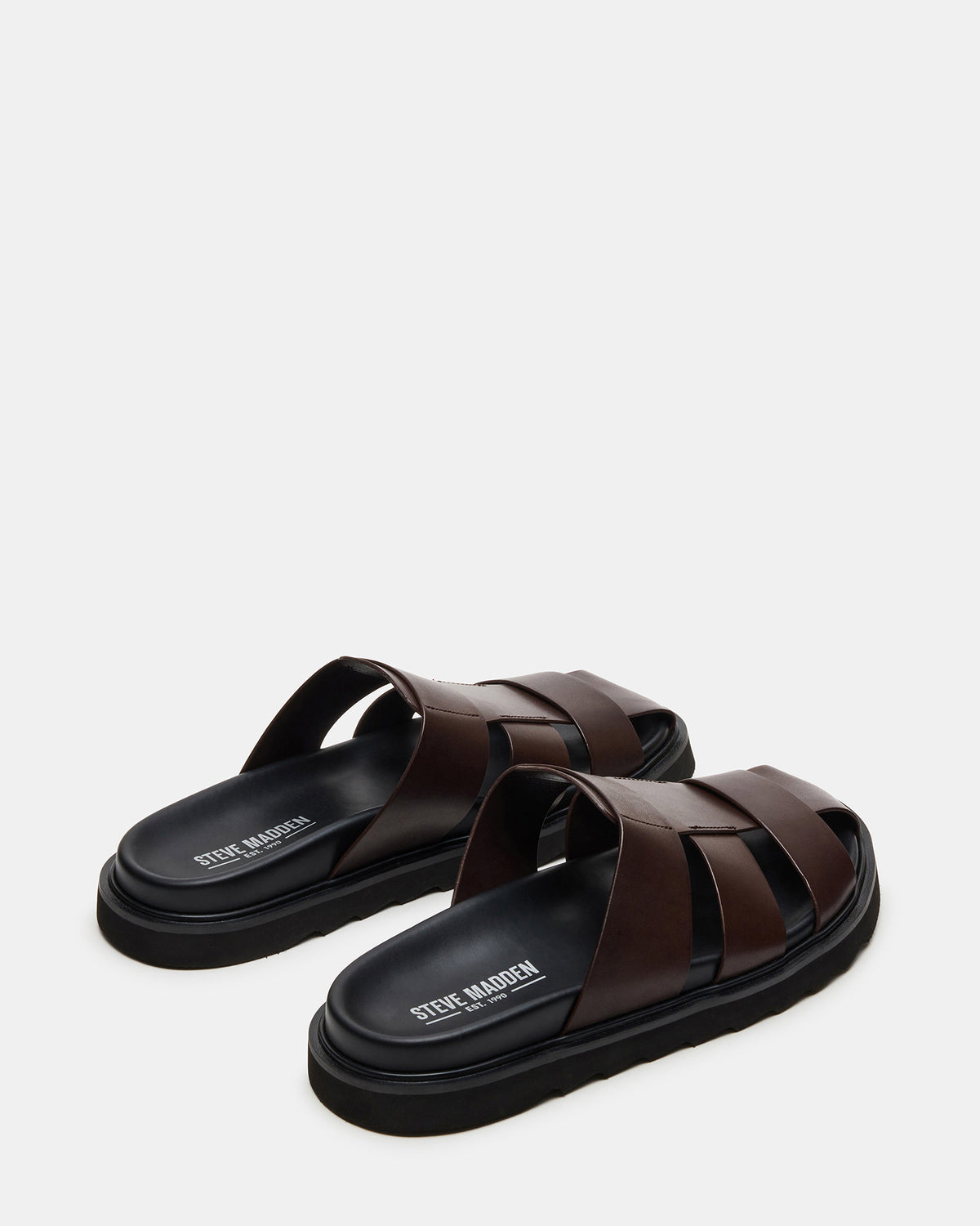BLAZET Brown Leather Footbed Fisherman Men's Sandal | Steve Madden Discount