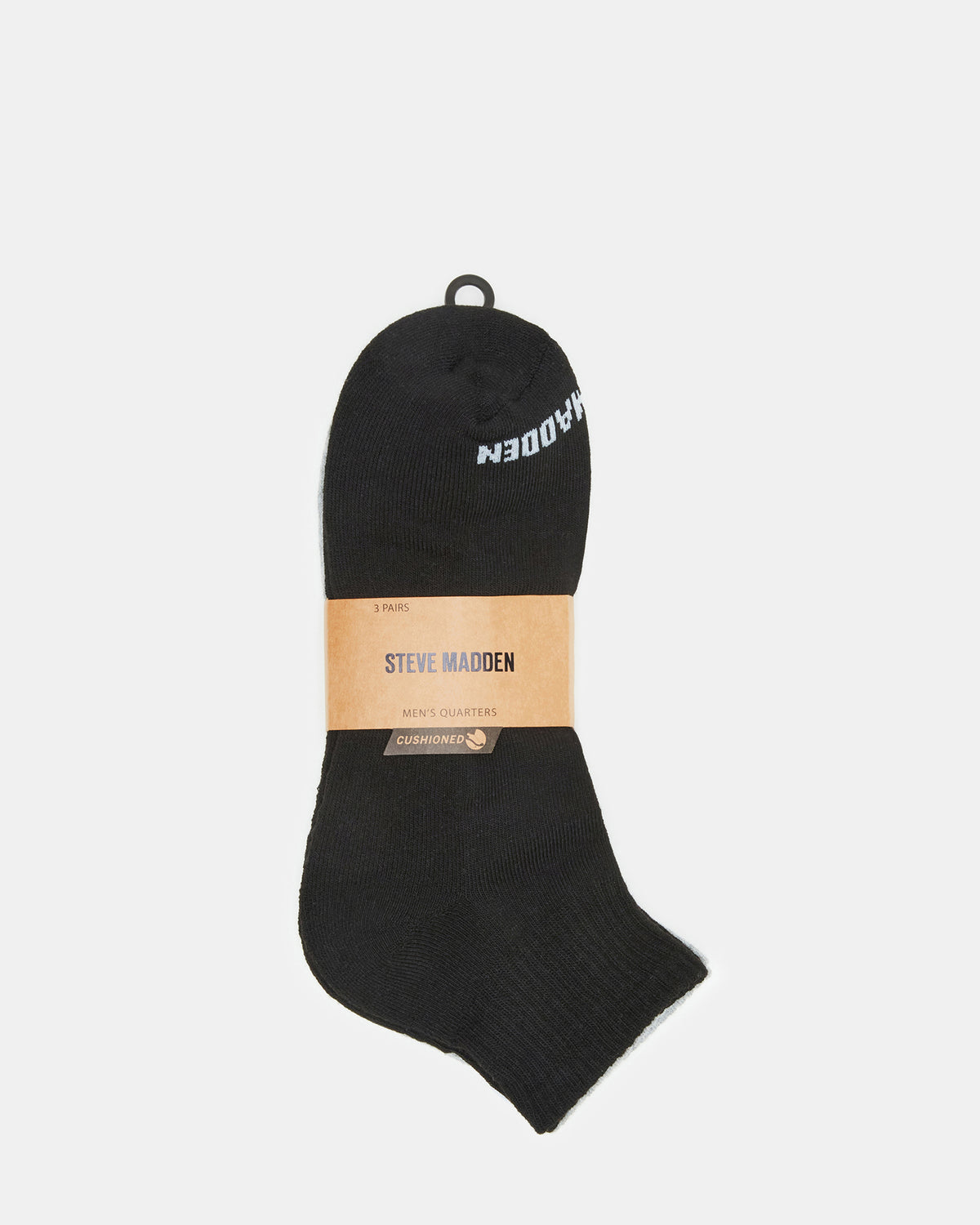 SPORT CUSHION QUARTER SOCKS BLACK/WHITE | Men's Sport Quarter Socks | Steve Madden Smart Buy