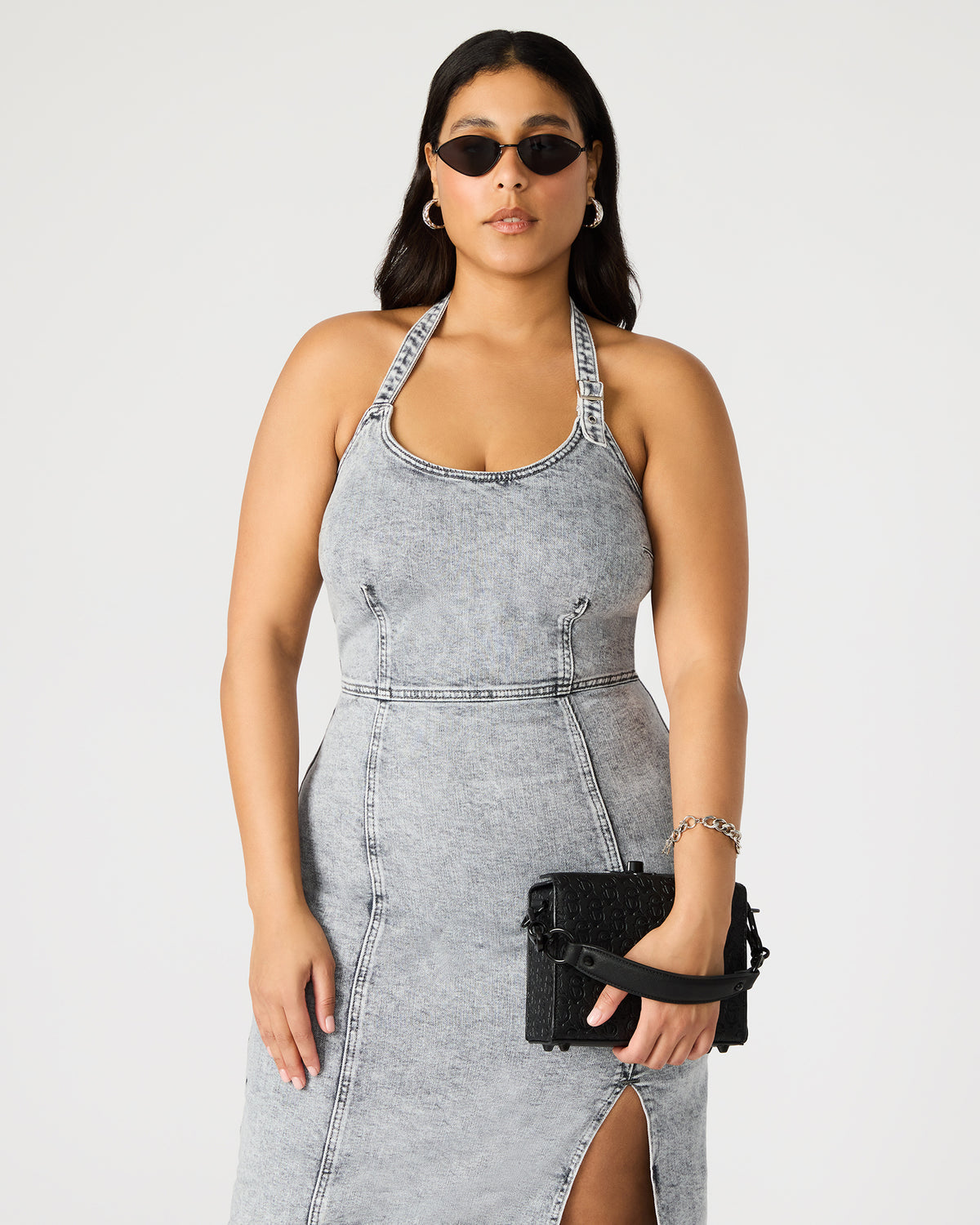 NOYA Black/Black Women's Embossed Crossbody Top-Handle Box Handbag | Steve Madden Hot Sale
