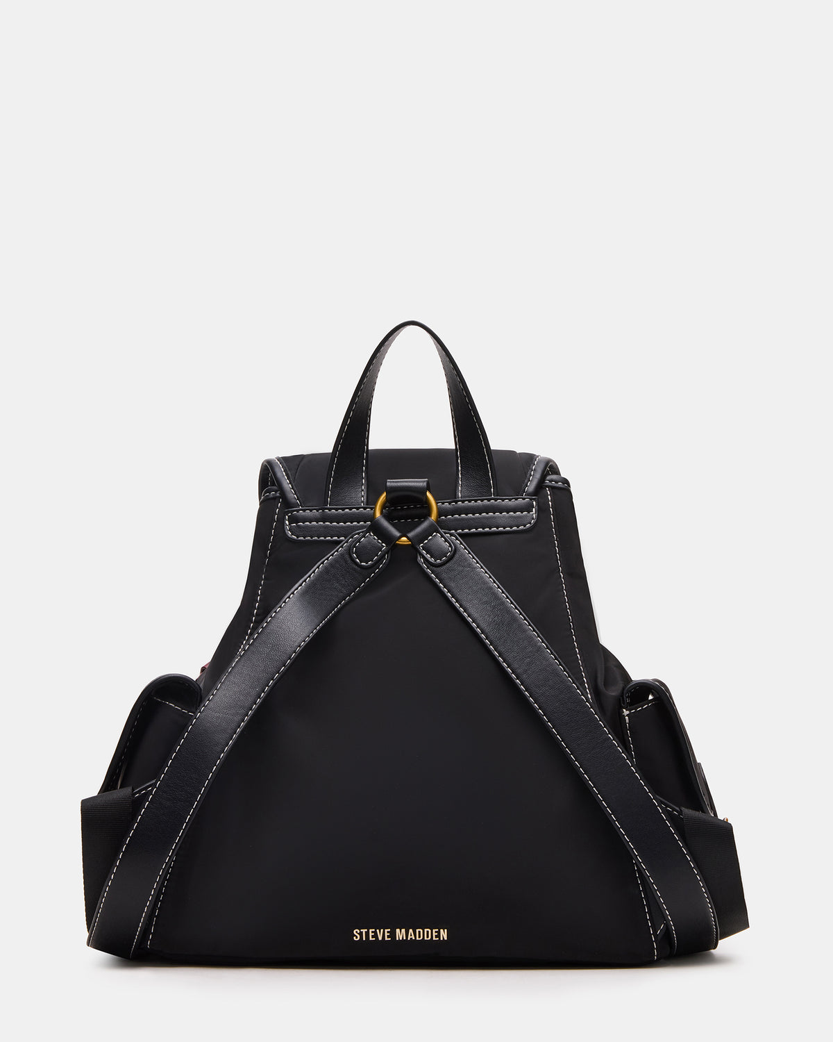 STUDIO Bag Black Nylon Cargo Pocket Drawstring Women's Backpack Handbag | Steve Madden Best Seller