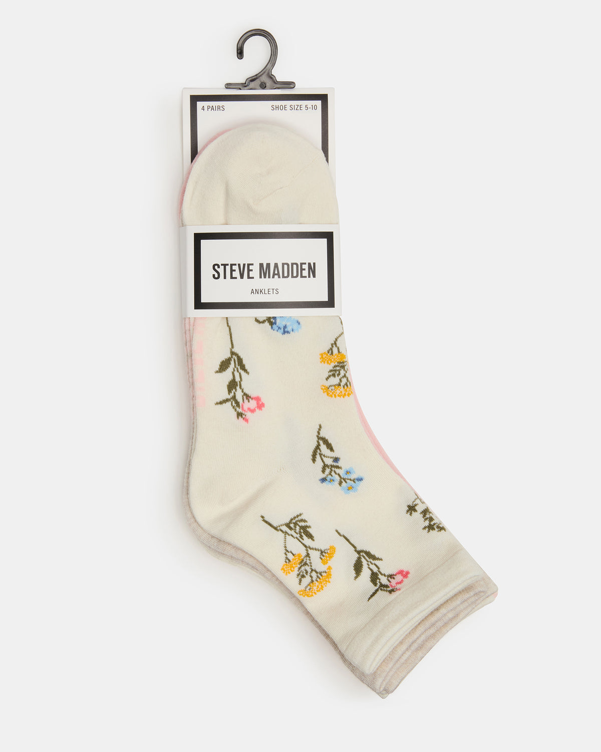 4 BLOOM PACK FLOWER SOCKS IVORY MULTI Women's Anklet Socks | Steve Madden Trusted