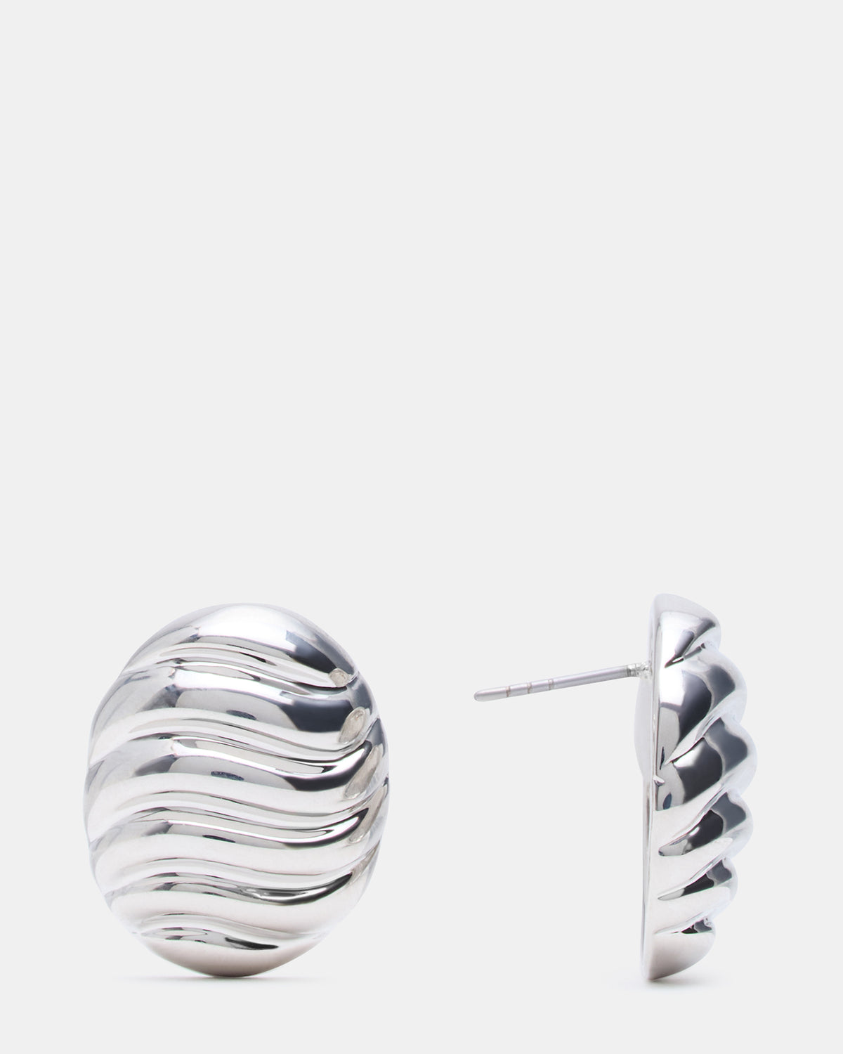 GROOVED CIRCULAR STUD EARRINGS SILVER Women's Sculpted Grooved Stud Earrings | Steve Madden Best Price