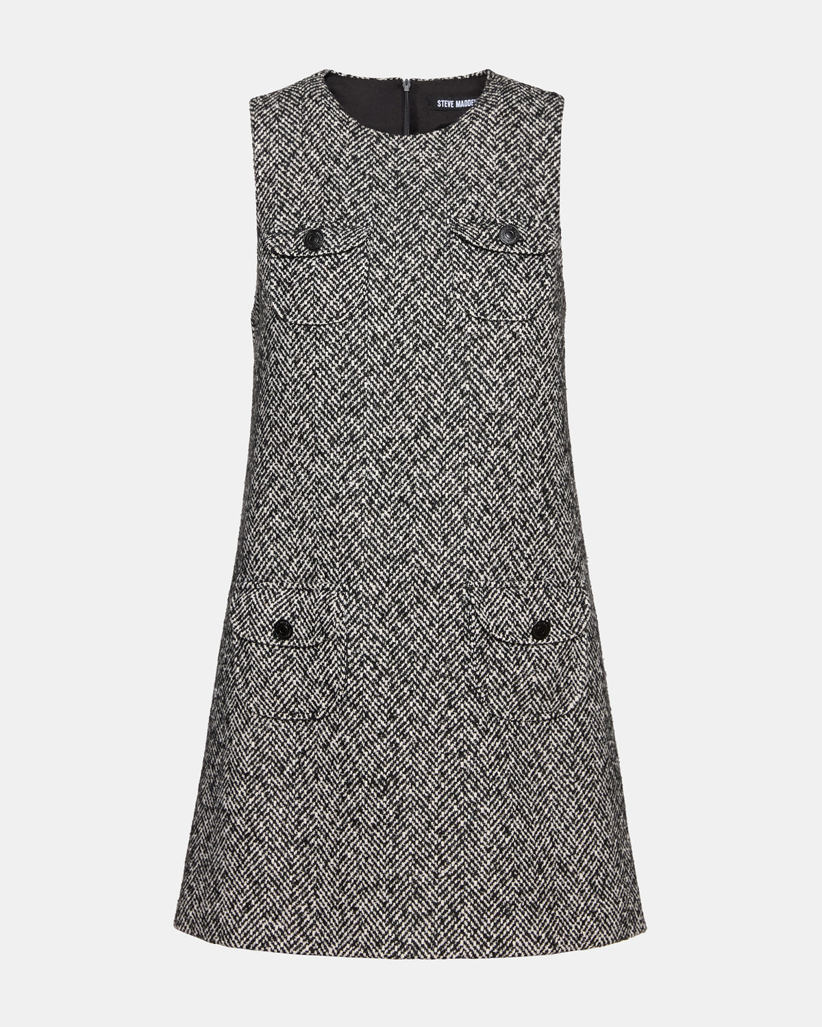 LOUIE Black/White Sleeveless Tweed Mini Women's Dress | Steve Madden Best Price