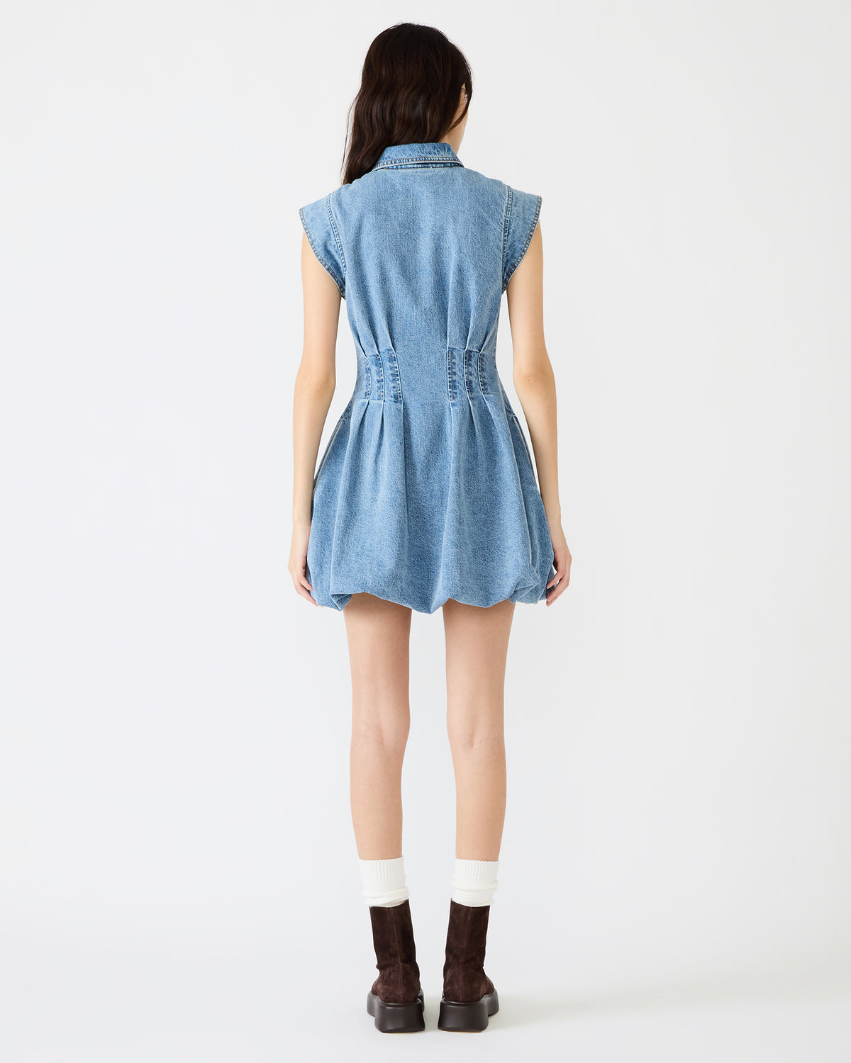 DYANNE Forever Blue Women's Zip-Front Bubble-Hem Dress | Steve Madden Trending
