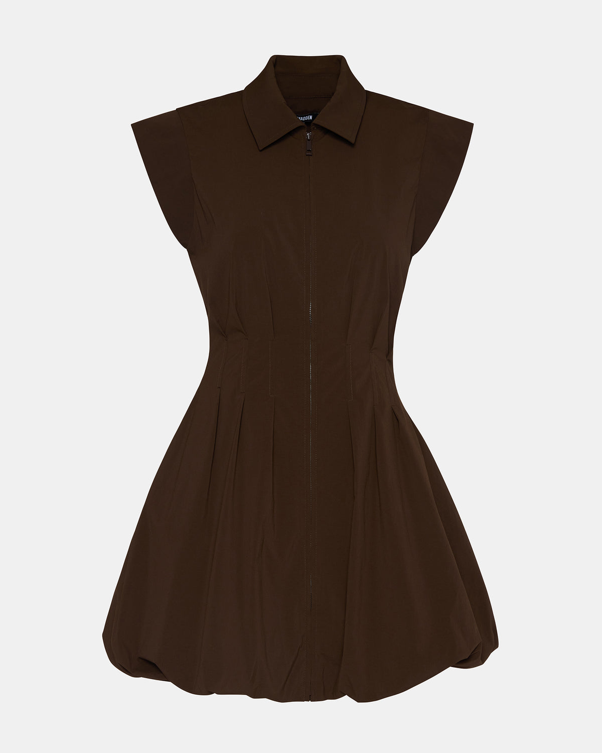 DYANNE Dark Espresso Women's Zip-Front Bubble-Hem Dress | Steve Madden Premium